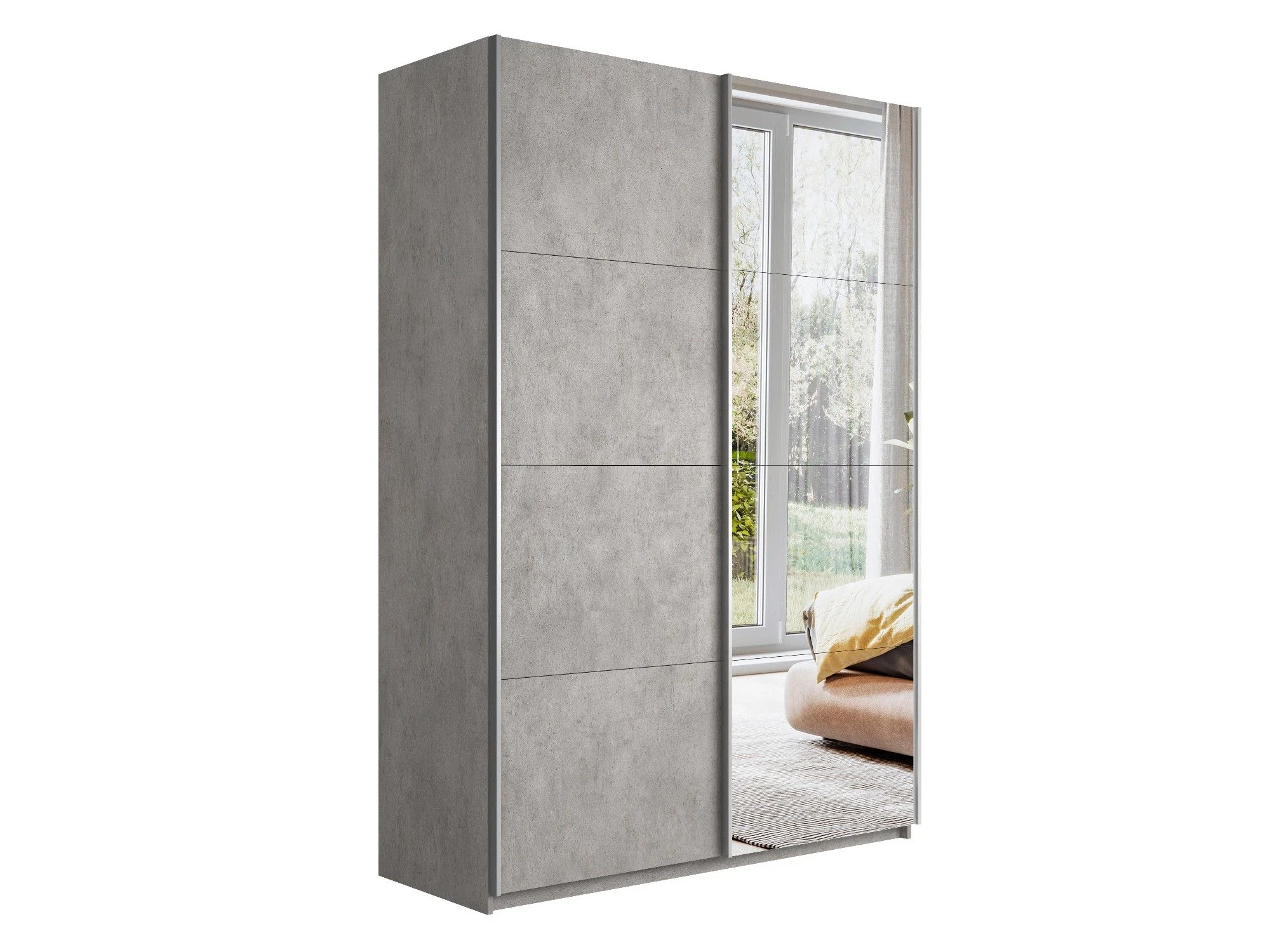 Изображение товара Шкаф-купе 2-х дверный Прайм ЛДСП с зеркалом 160х57х230 см, серый, Россия