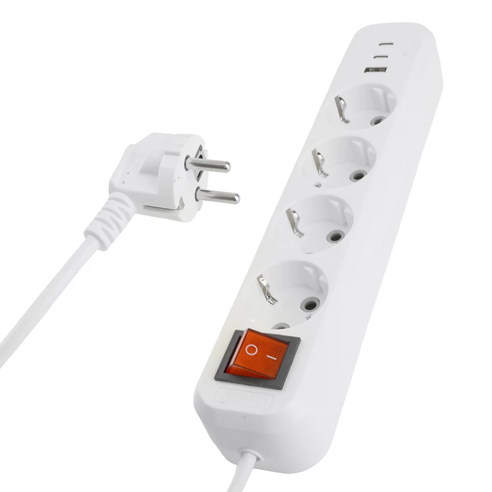 Изображение товара Удлинитель с USB и заземлением STEKKER Home 4-местный, 3м, белый Изображение товара Удлинитель с USB и заземлением STEKKER Home 4-местный, 3м, белый
