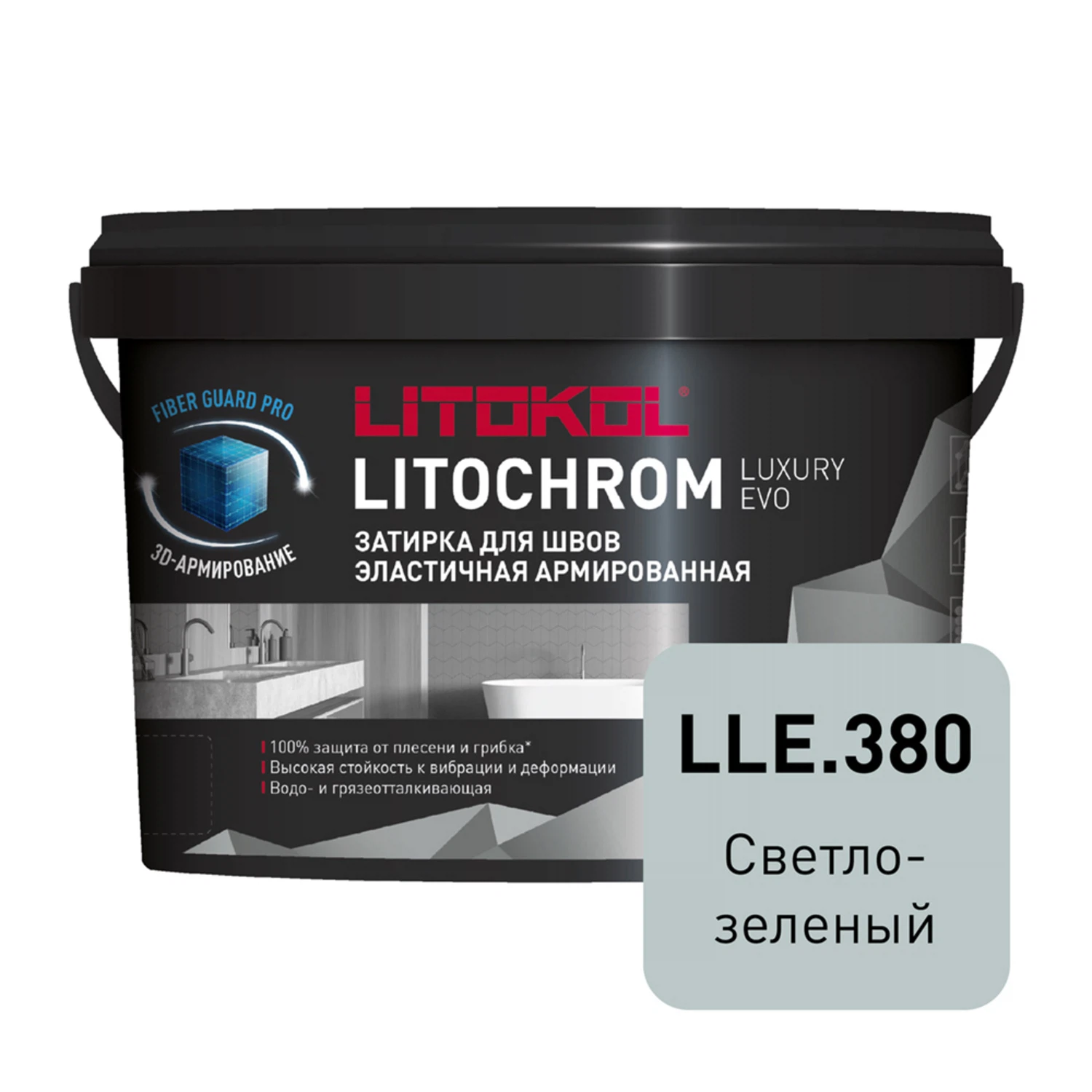 Изображение товара Затирка цементно-полимерная LITOKOL LITOCHROM LUXURY EVO LLE 380 светло-зеленый 2кг