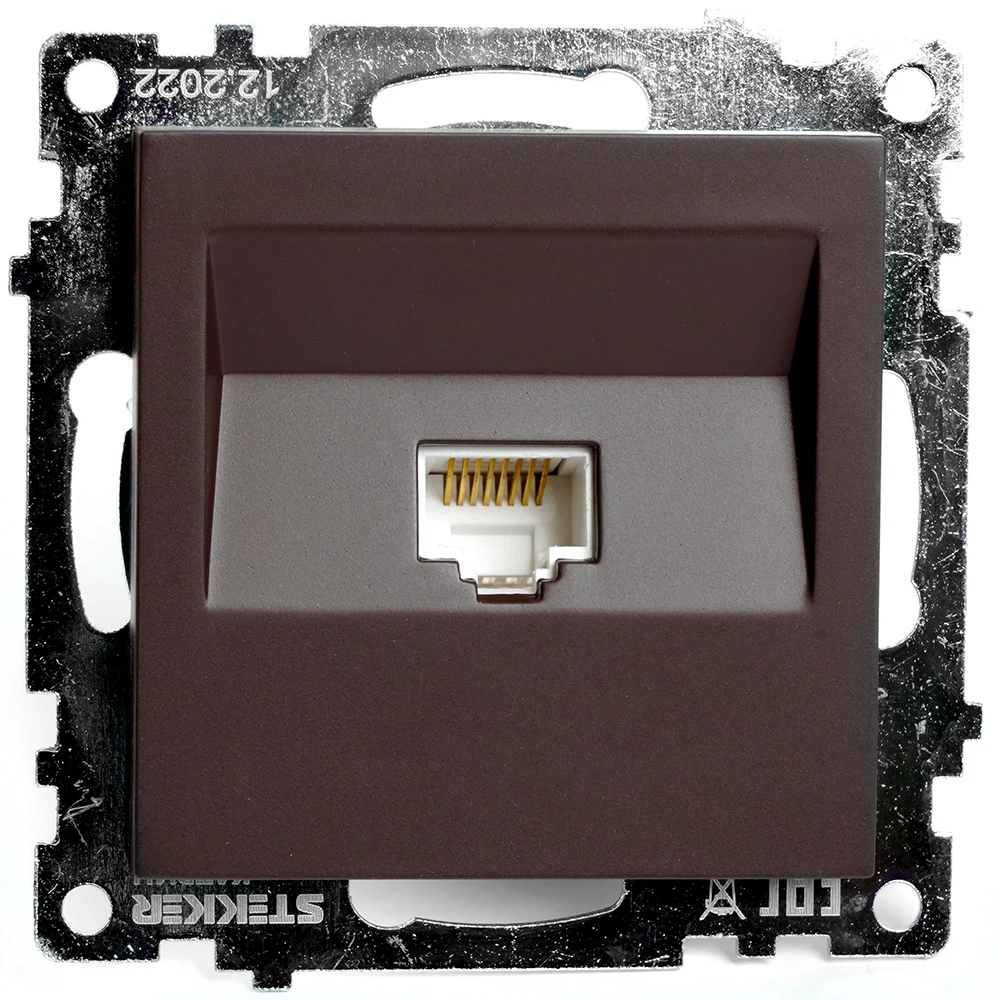 Изображение товара Розетка компьютерная 1-местная RJ-45 (механизм), STEKKER GLS00-7107-04, серия Катрин, шоколад