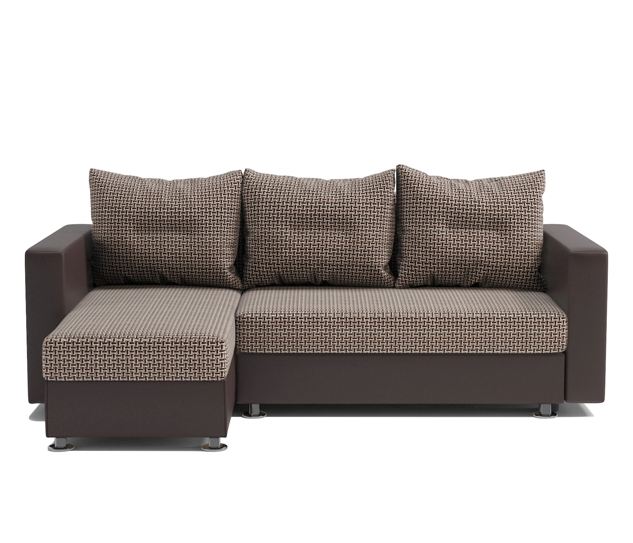 Изображение товара Угловой диван Ария левый Корфу коричневый и экокожа шоколад