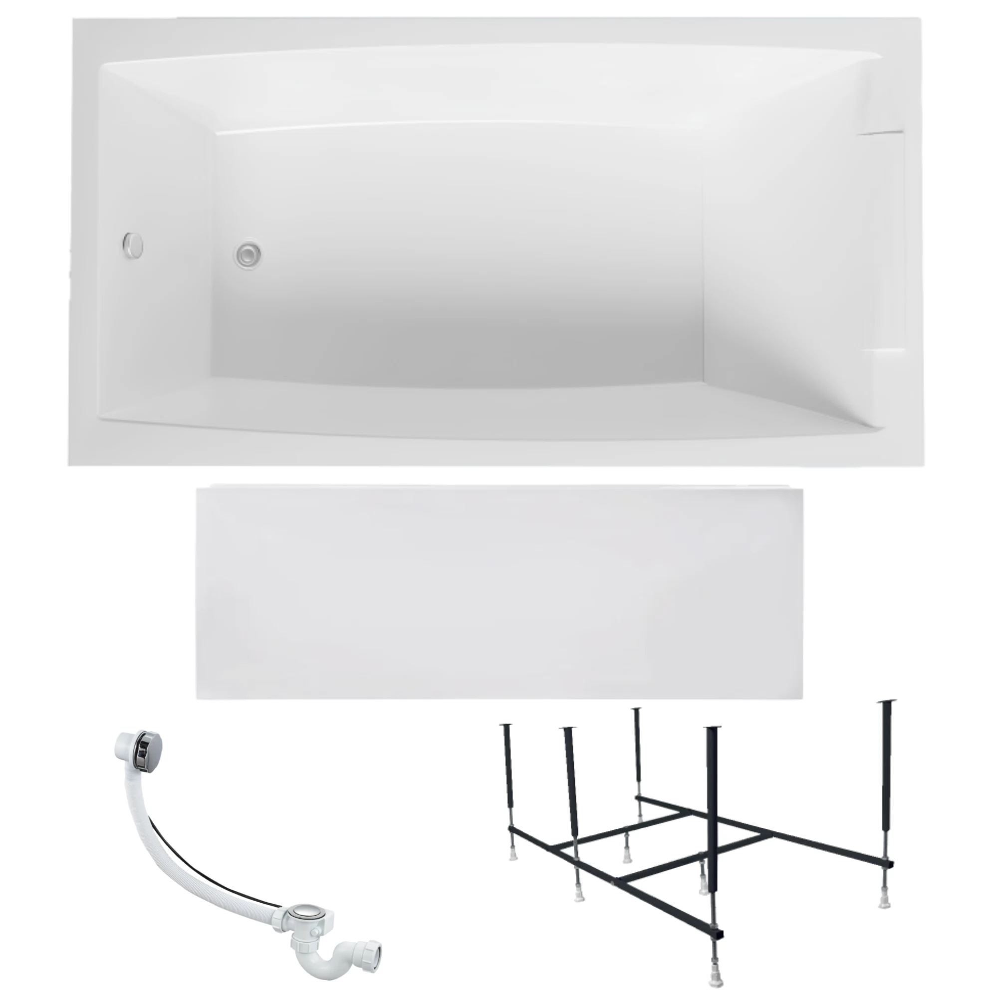 Изображение товара Ванна акриловая 1MARKA AELITA 150х75 в наборе 4 в 1: ванна, панель, каркас, слив-перелив 01ае1575кп