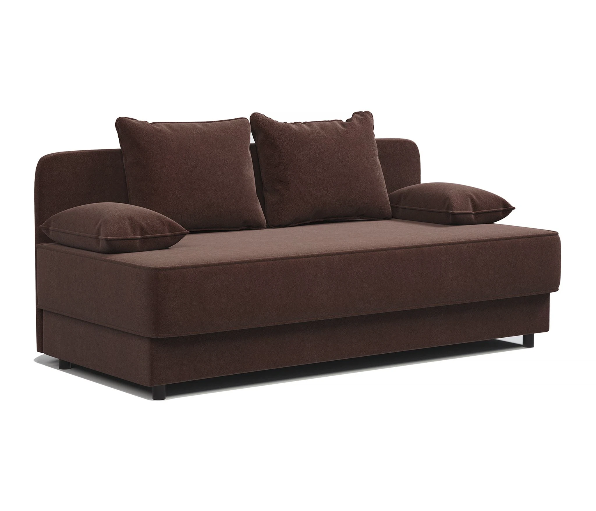 Изображение товара Кушетка Прима велюр Дрим шоколад с бельевым ящиком и подушками