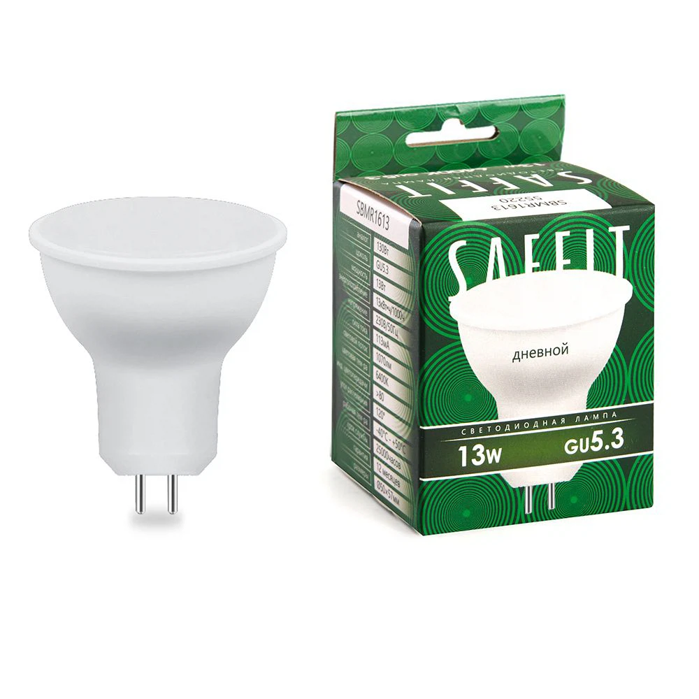 Изображение товара Лампа светодиодная SAFFIT SBMR1613 MR16 GU5.3 13W 230V 6400K Изображение товара Лампа светодиодная SAFFIT SBMR1613 MR16 GU5.3 13W 230V 6400K