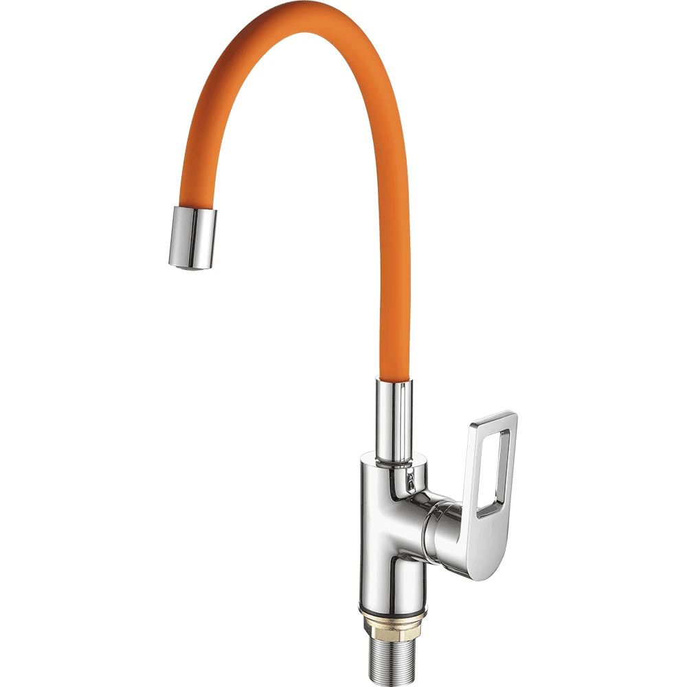 Изображение товара Fashun A4253+B02 — смеситель с гибким изливом, хром/оранжевый, 1/2"
