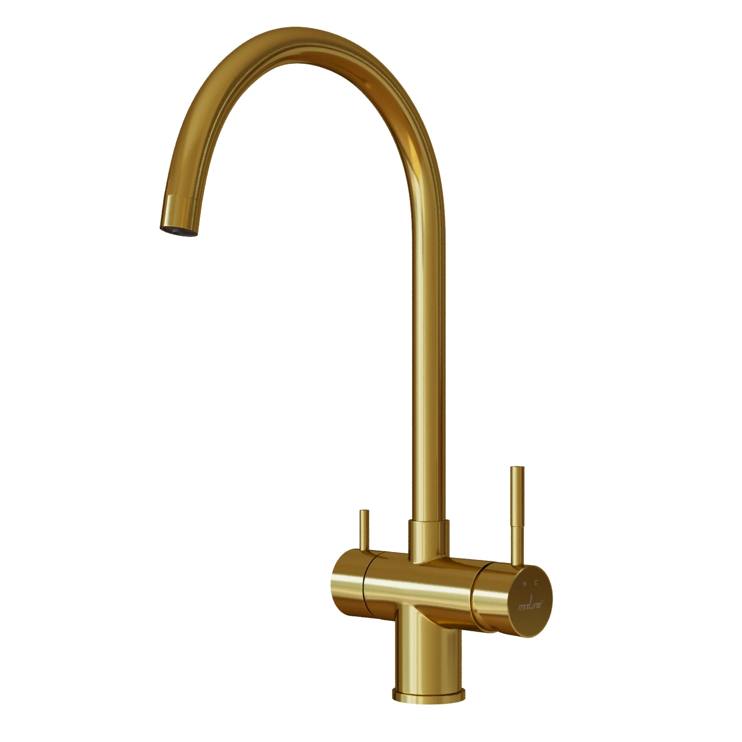 Изображение товара Смеситель для кухни 35k MIXLINE MLSS-0326G золотой излив с поворотным механизмом