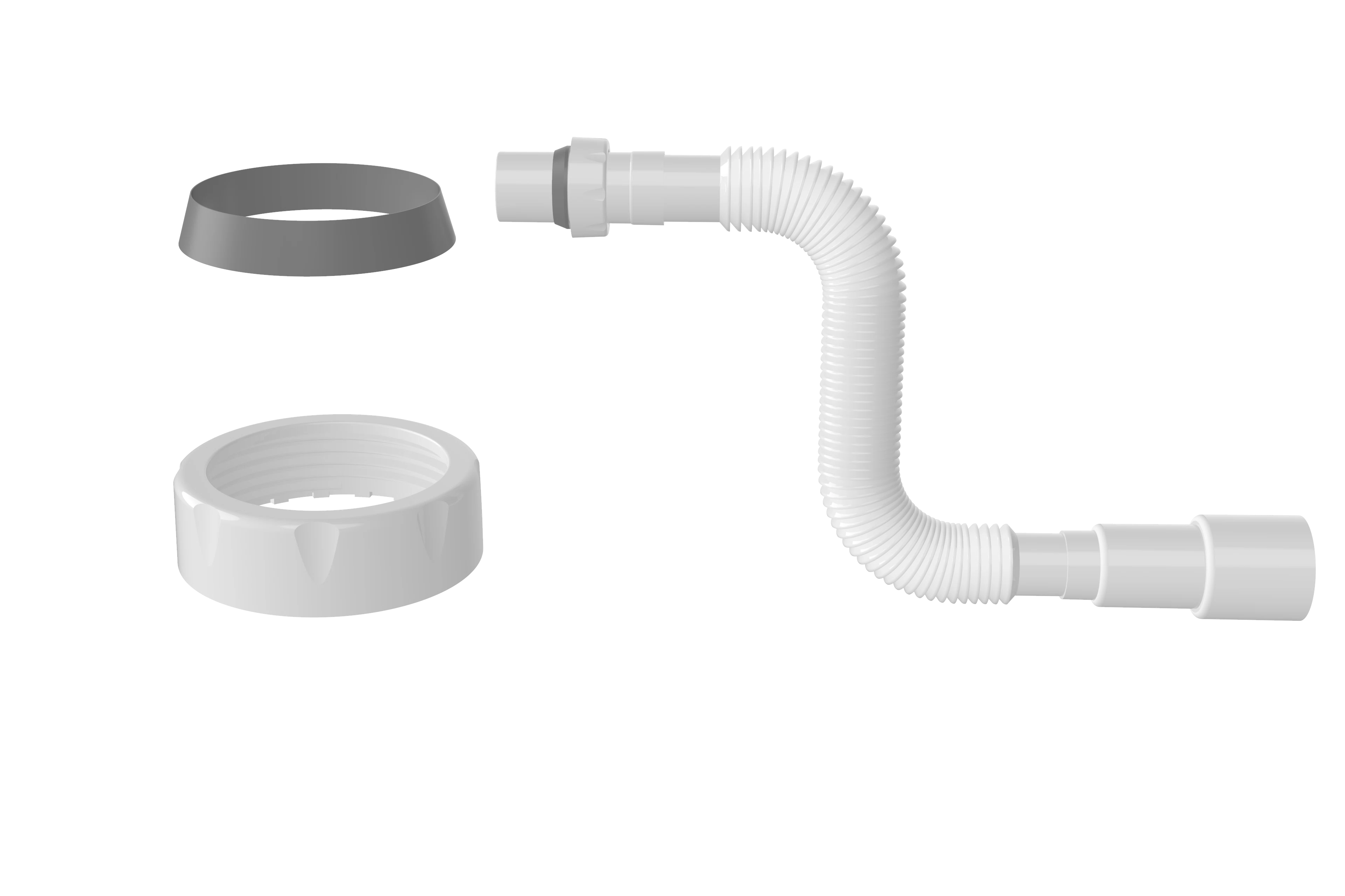 Изображение товара Гибкая труба с гайкой 1 1/4" 740мм, выход Ø40/50мм с конусной прокладкой