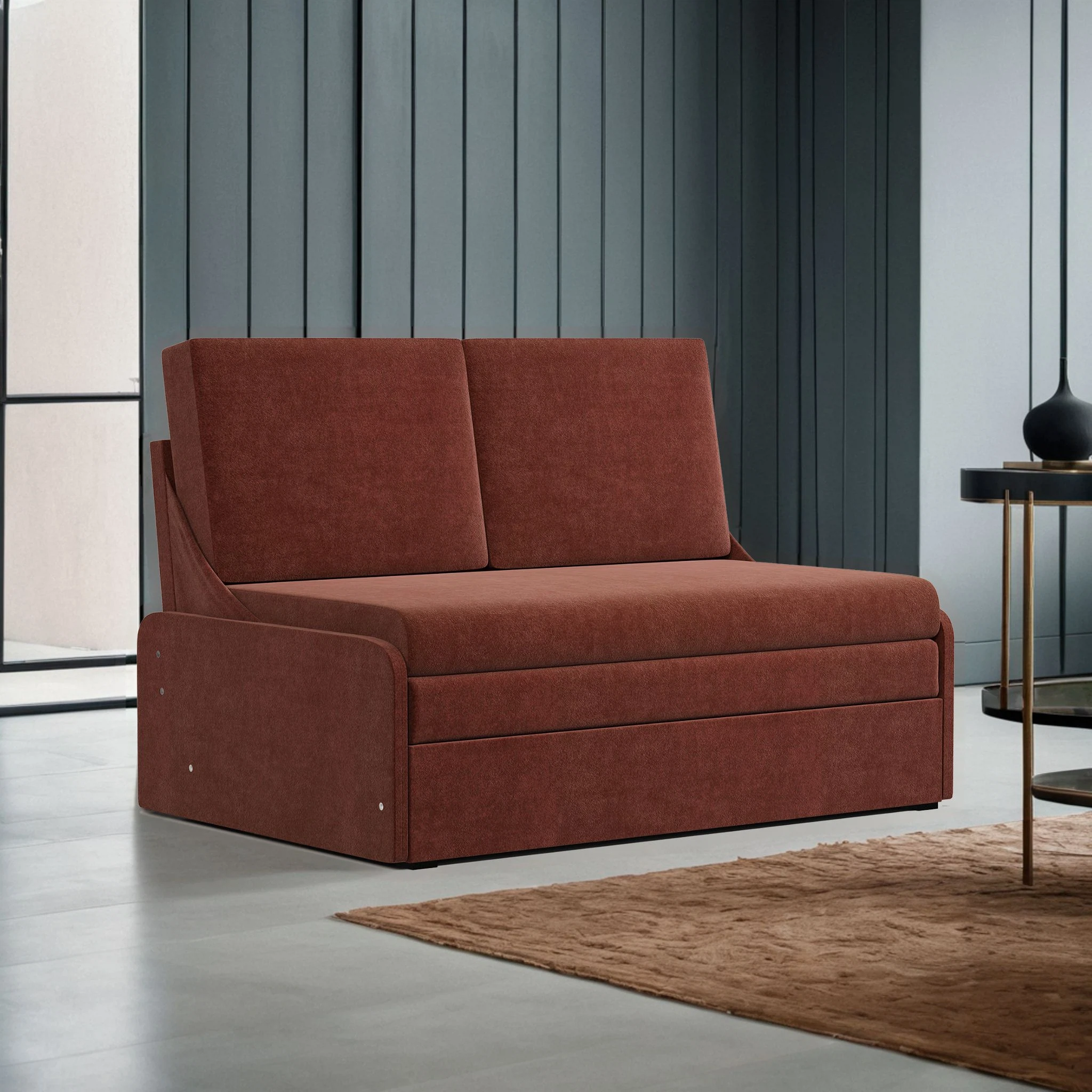 Изображение товара Диван-кровать Уют-2 велюр Дрим шоколад с механизмом французская раскладушка