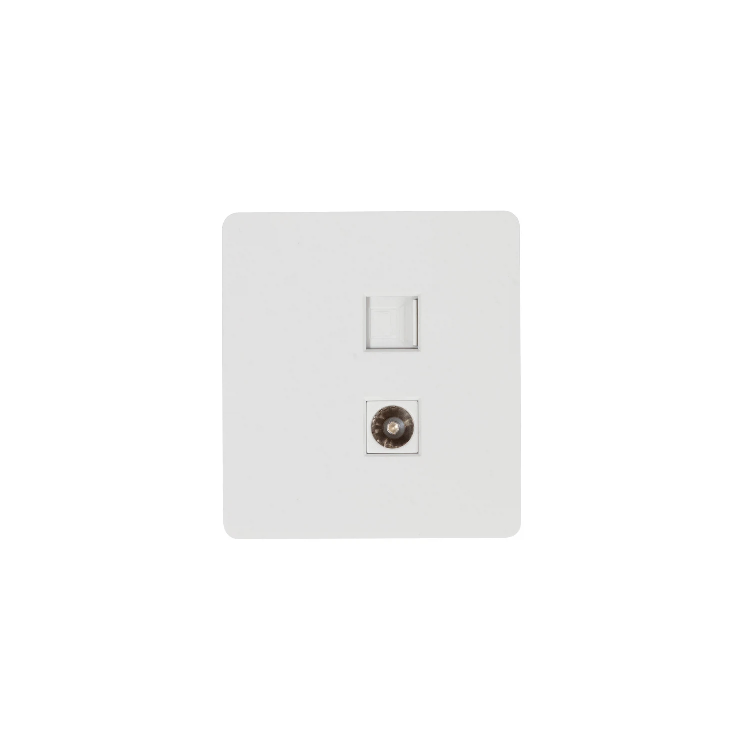 Изображение товара Комбинированная розетка KRANZ ROUND для RJ-45 и TV, скрытая установка, белая
