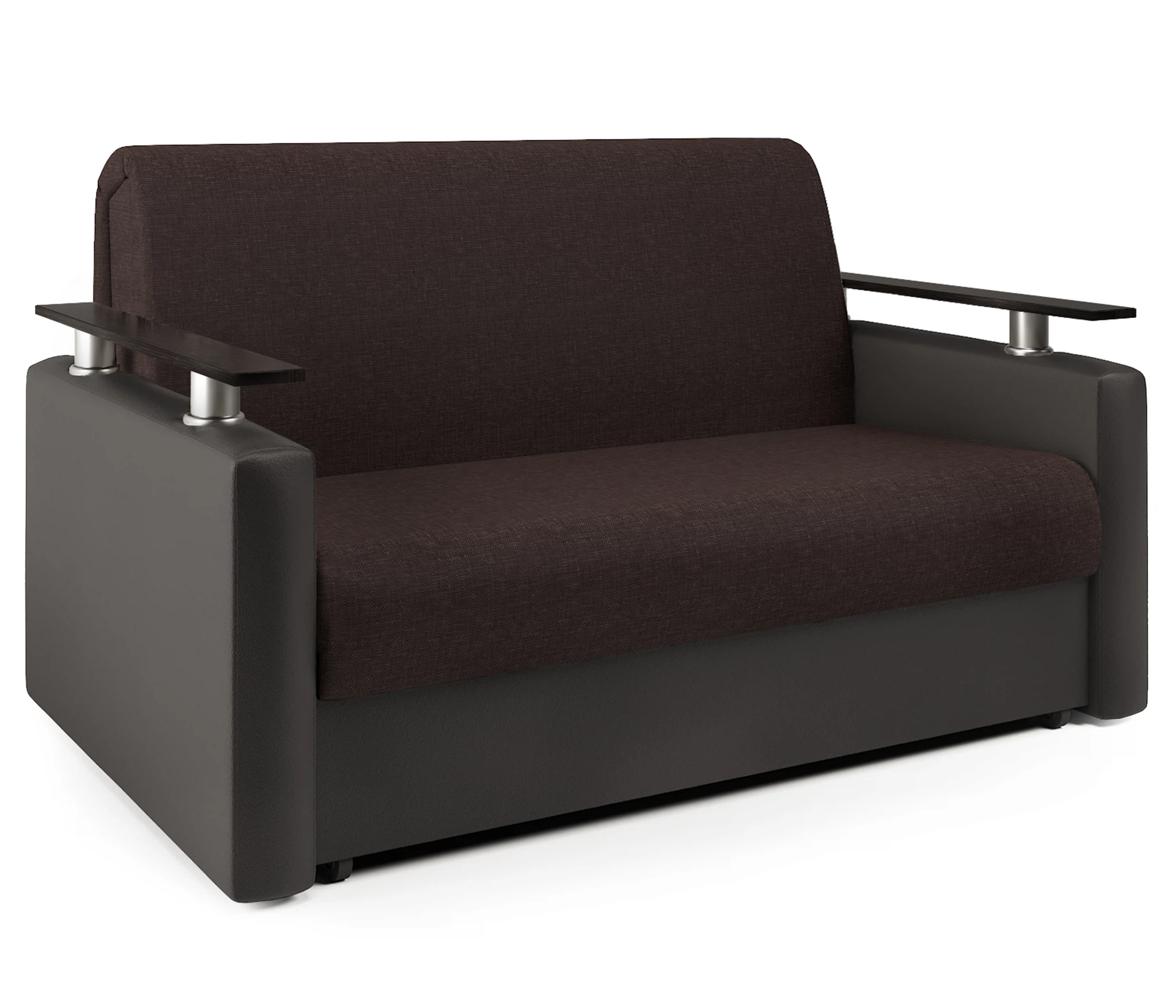 Изображение товара Диван-кровать Шарм 120 рогожка шоколад и экокожа шоколад