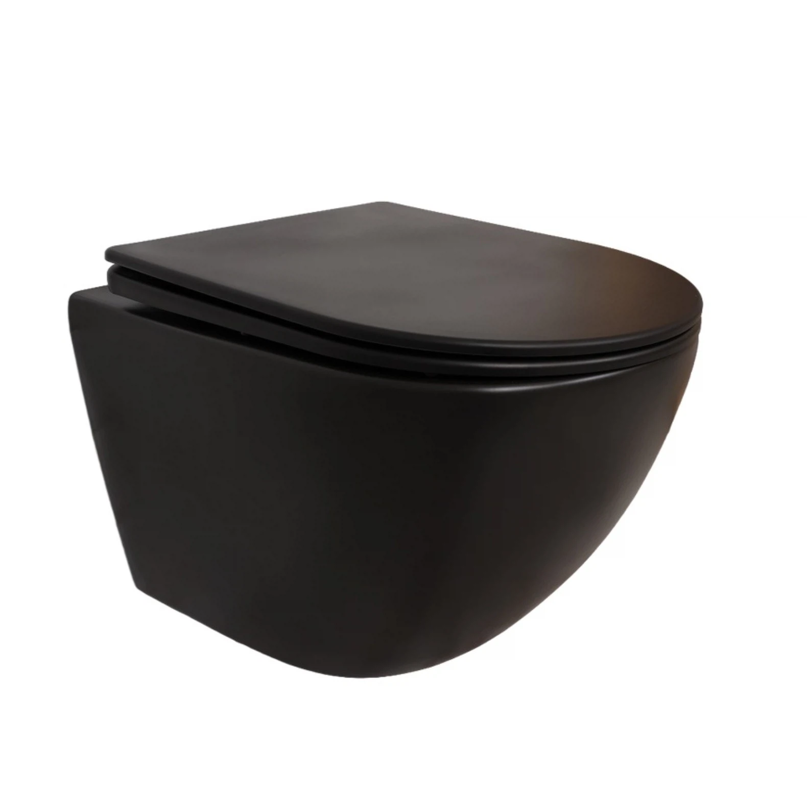 Изображение товара Унитаз подвесной Avanti Tornado безободковый с сиденьем DPL, e-off, slim, lift, черный мат