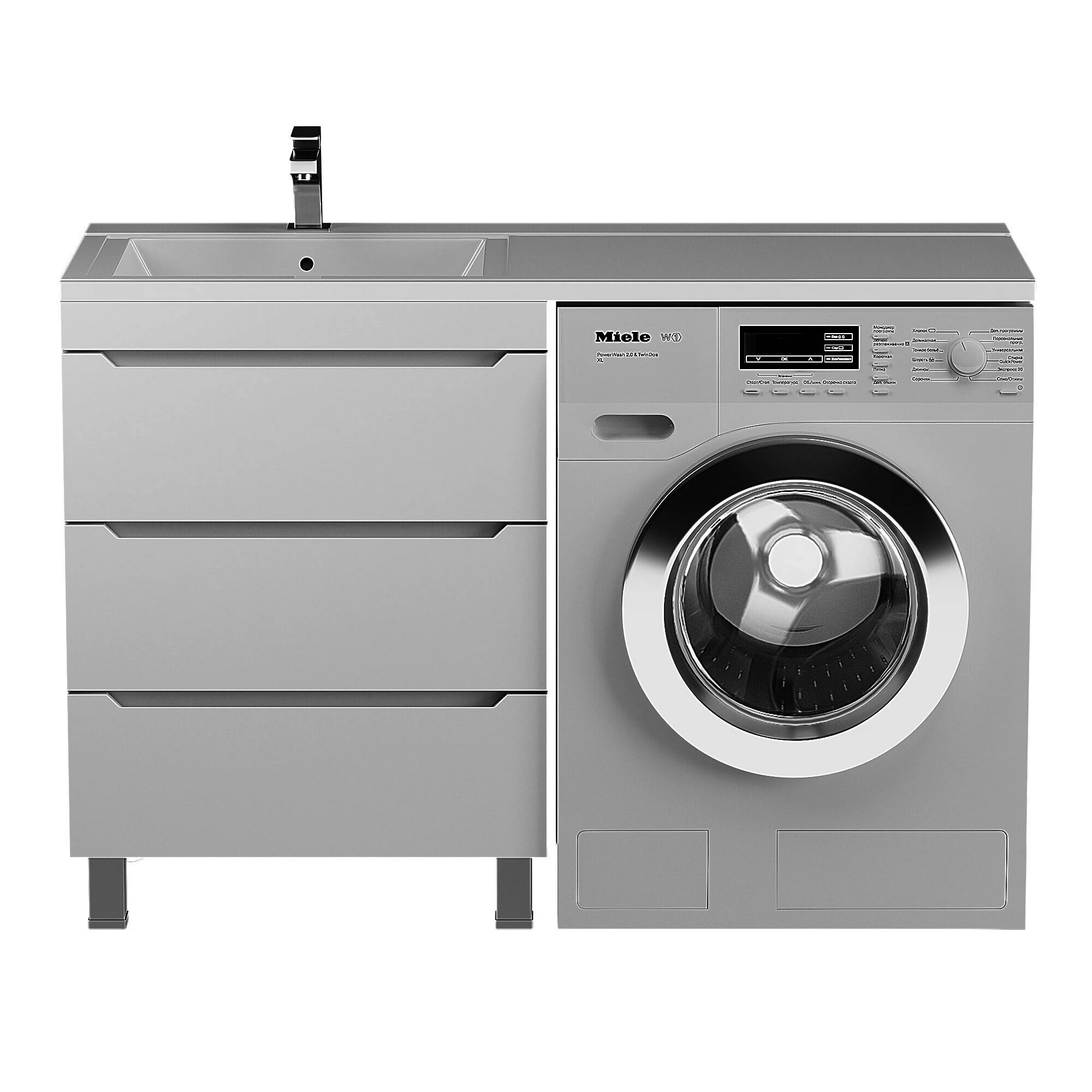 Изображение товара Тумба под стиральную машину Uperwood Tanos 58х47,5х76,5 см белая с ящиками