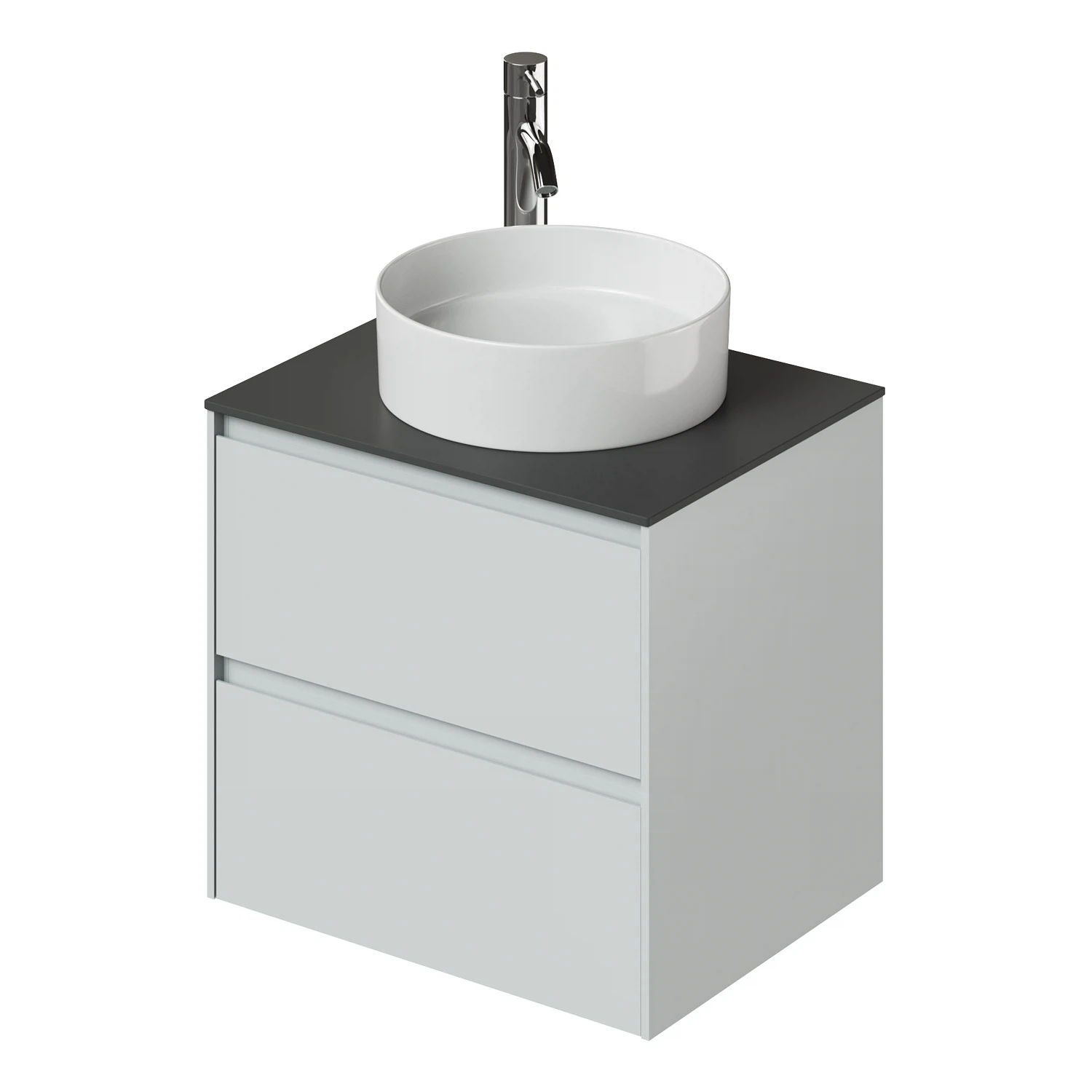 Изображение товара Тумба со столешницей подвесная Итана Slim 60 606х477х560 Эмаль Серо-зеленый матовый