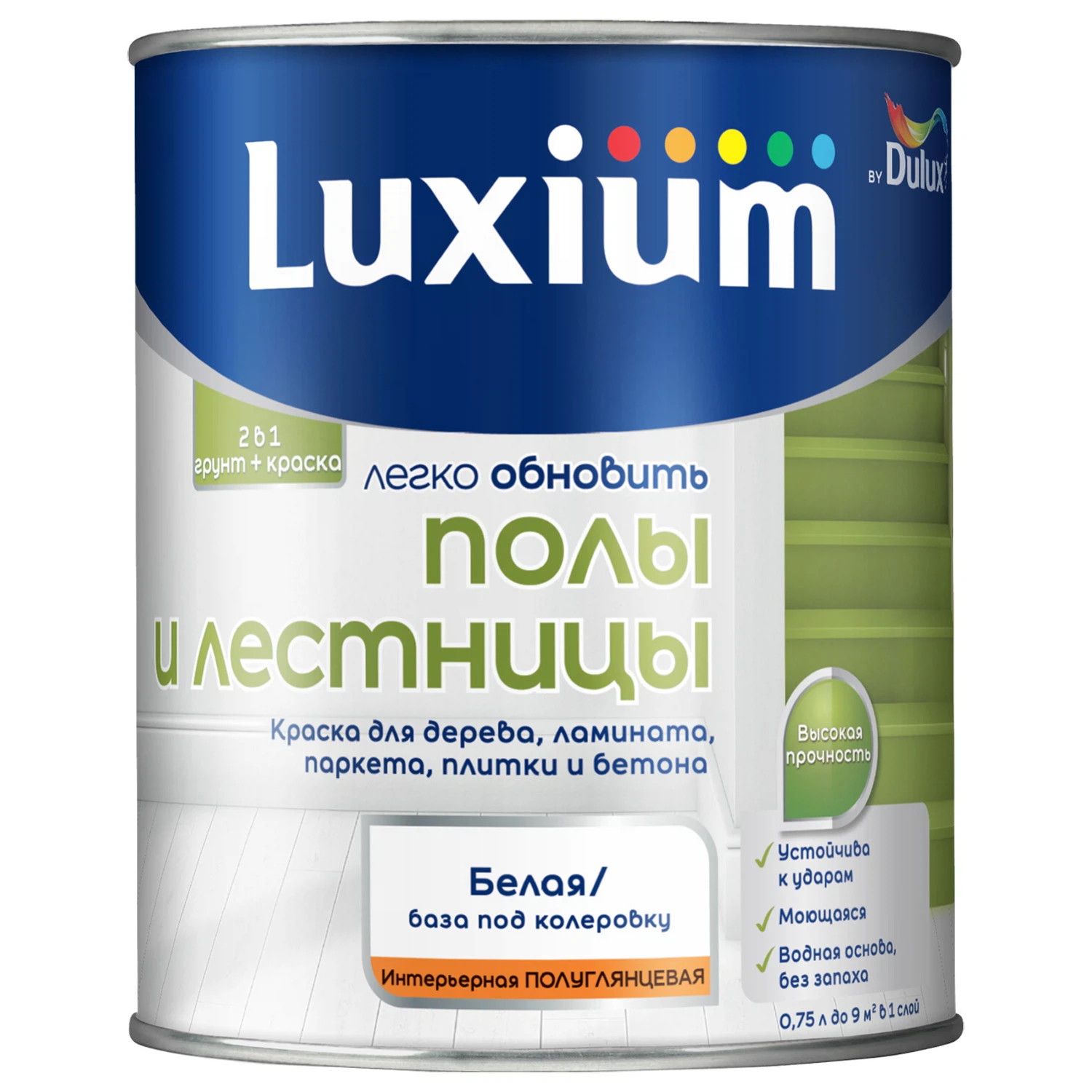 Изображение товара Краска Dulux Полы и Лестницы база BW белая п/глянц 0,75 л