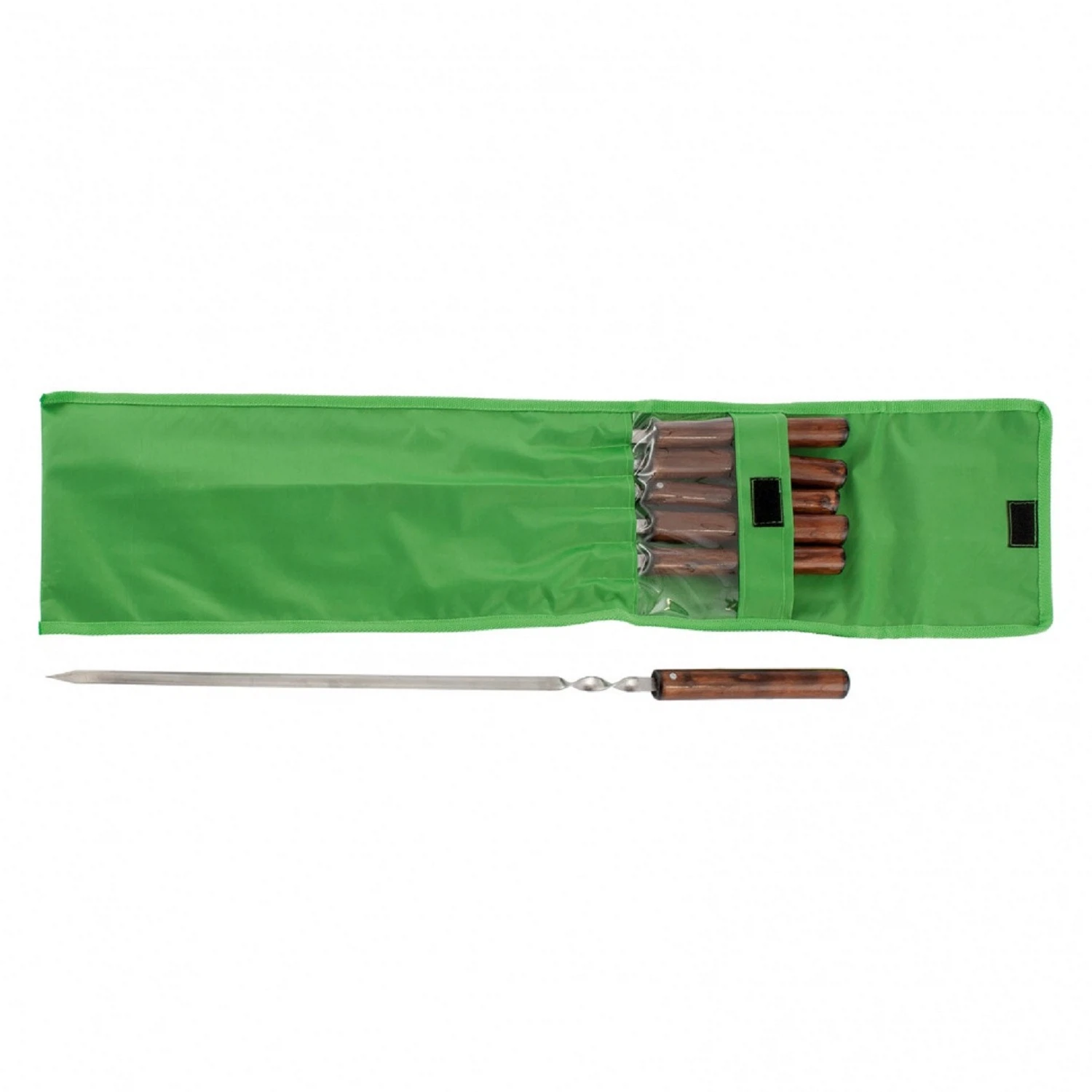 Изображение товара Набор шампуров плоских, 650 мм, с цельной деревянной рукояткой, в чехле, 6 шт., Palisad 69682