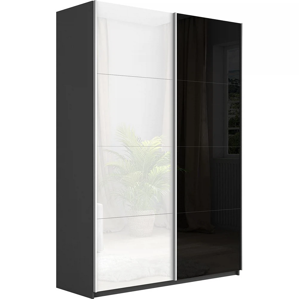 Изображение товара Шкаф-купе 2-х дверный Прайм стекло белое и черное 120х57х230 см России