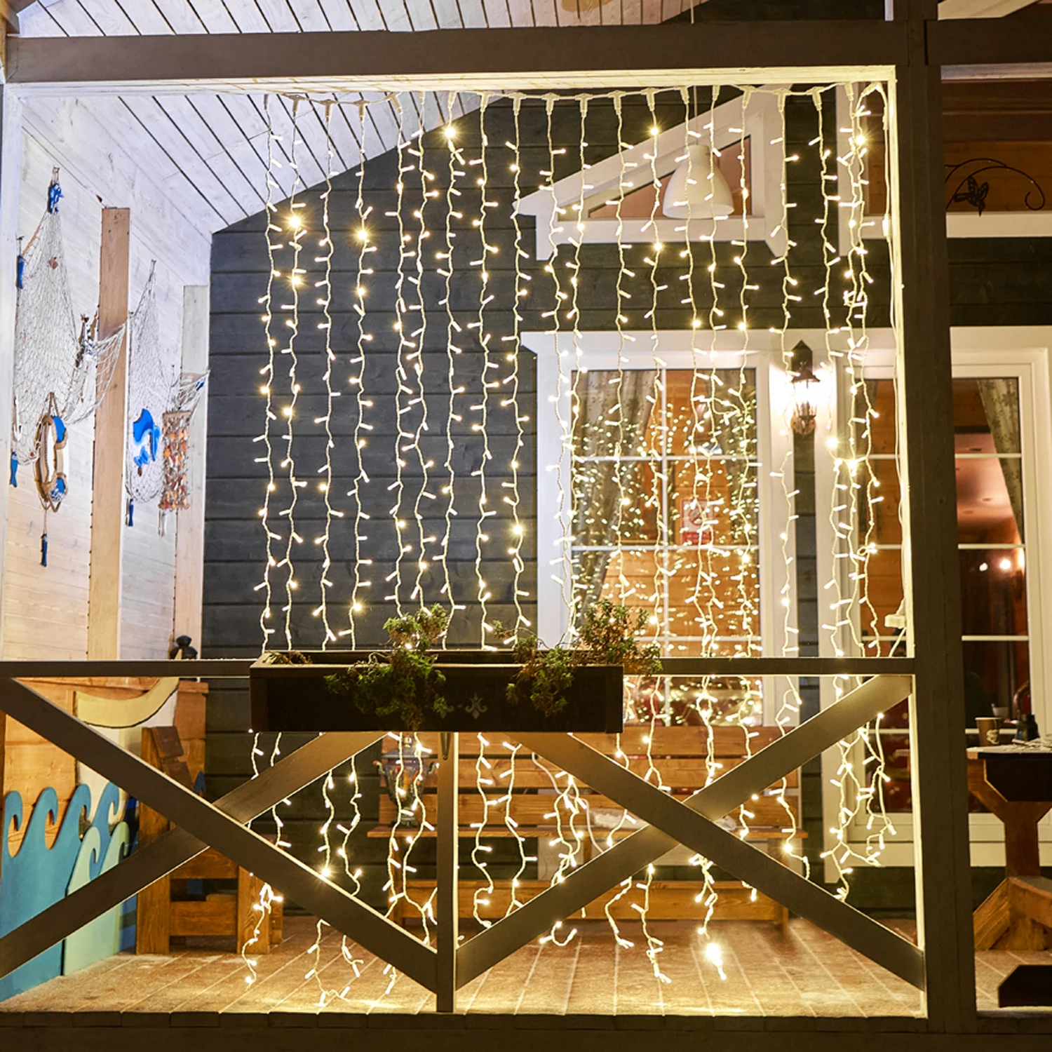 Изображение товара Гирлянда Занавес 2х3м 600 LED ТЕПЛЫЙ БЕЛЫЙ для улицы и интерьера