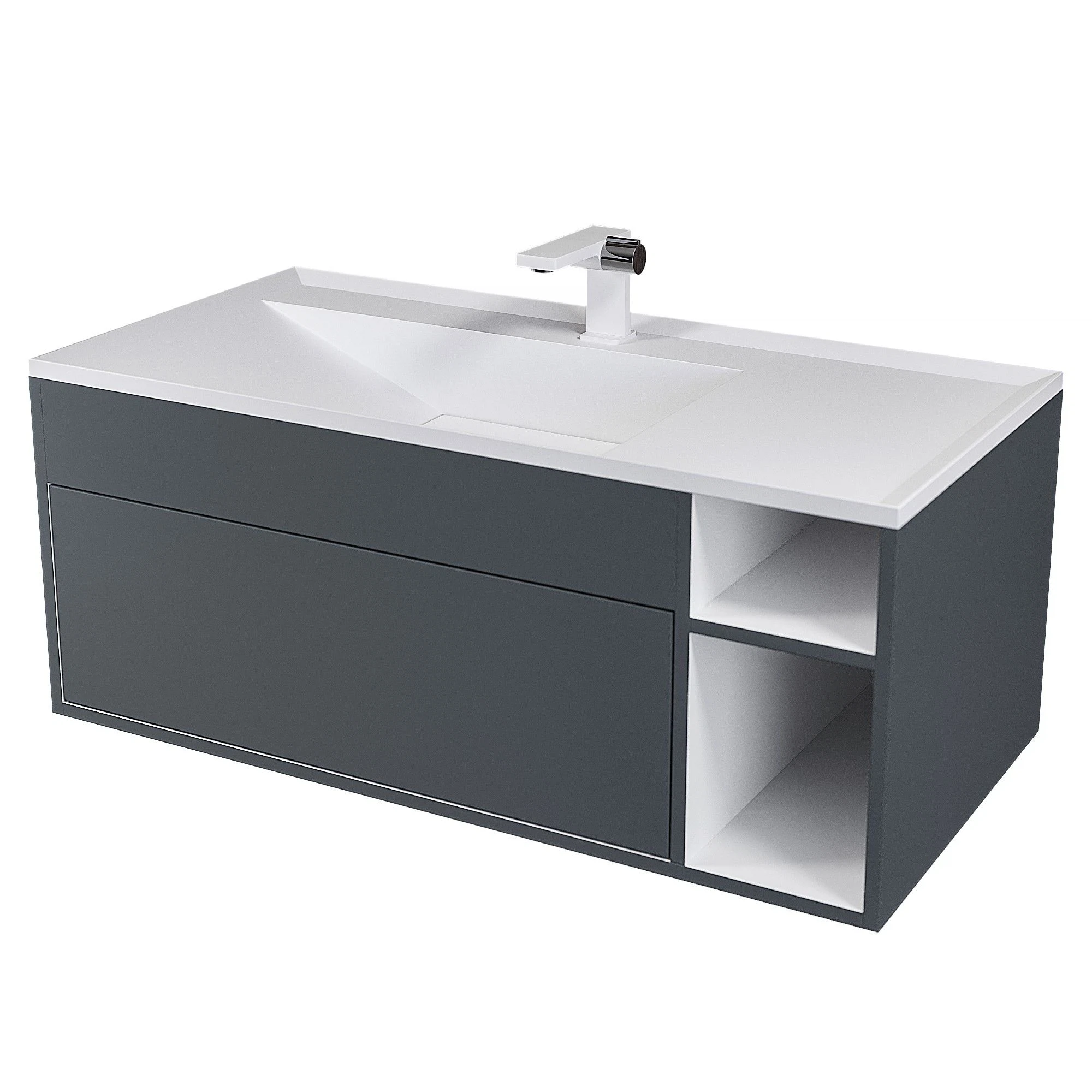 Изображение товара Подвесная тумба для ванной Uperwood Lotus 100х50 см с серой матовой отделкой