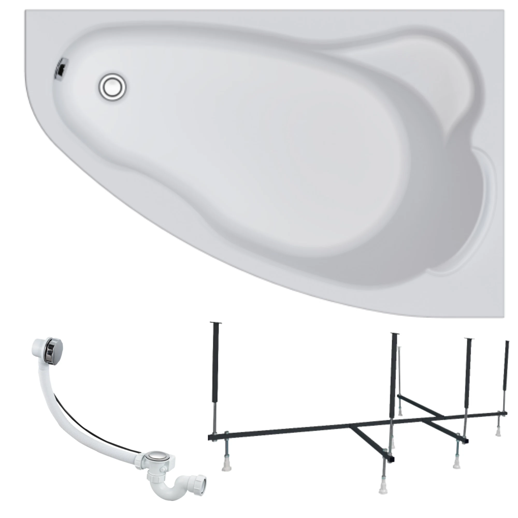 Изображение товара Акриловая ванна Lil 140x90 см с гарантией 17 лет и набором 3в1