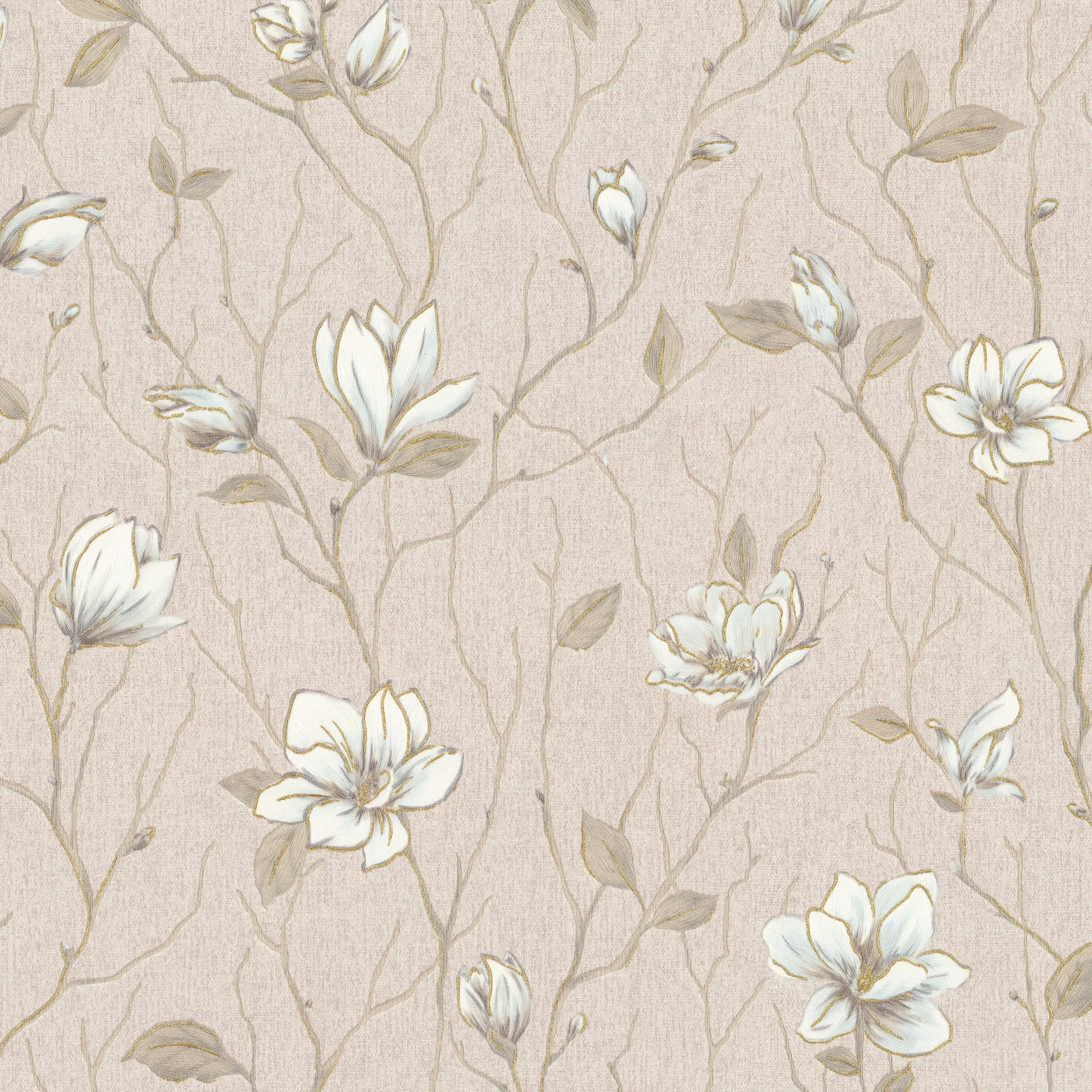Изображение товара Обои флизелиновые Euro Decor Магнолия Бежевые с флористическим узором 10м