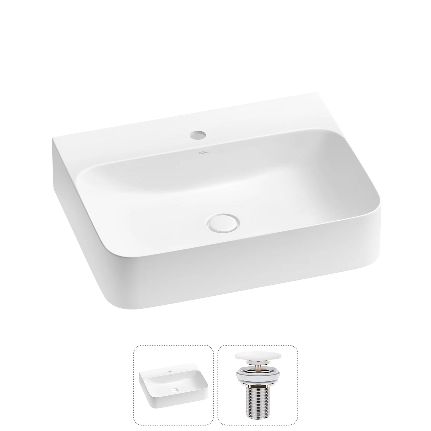 Изображение товара Накладная раковина для ванной,   Wellsee  Clermont, прямоугольная,  60х47, 302609000