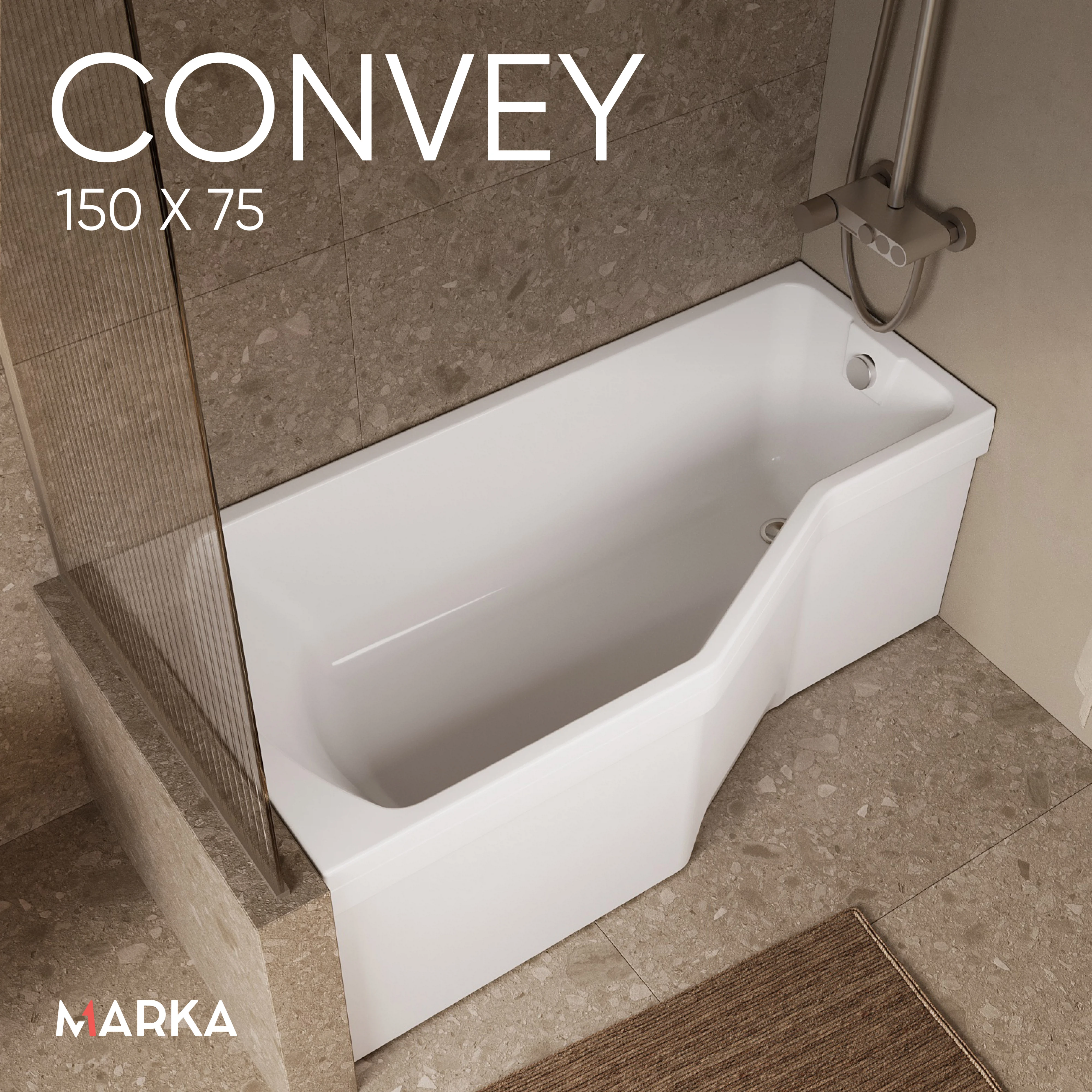 Изображение товара Ванна акриловая асимметричная левая Marka One Convey 150 * 75