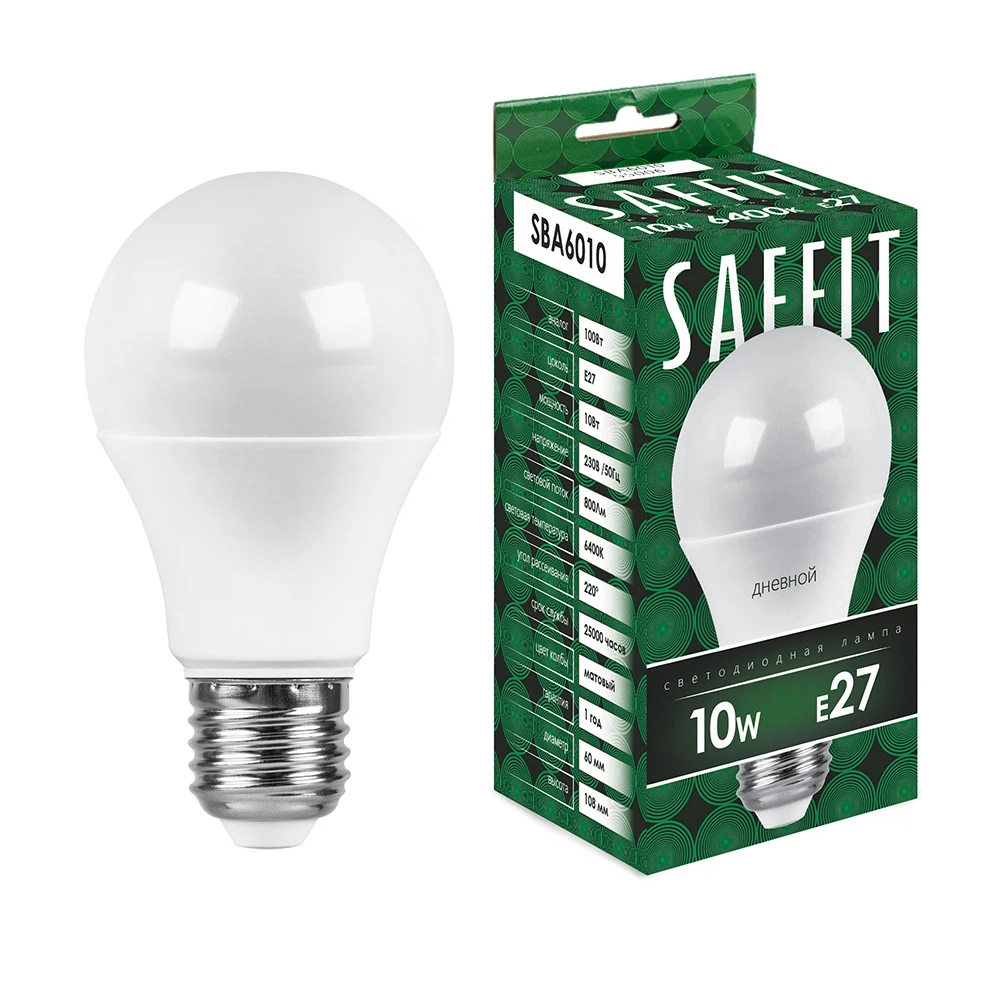 Изображение товара Лампа светодиодная SAFFIT SBA6010 Шар E27 10W 230V 6400K