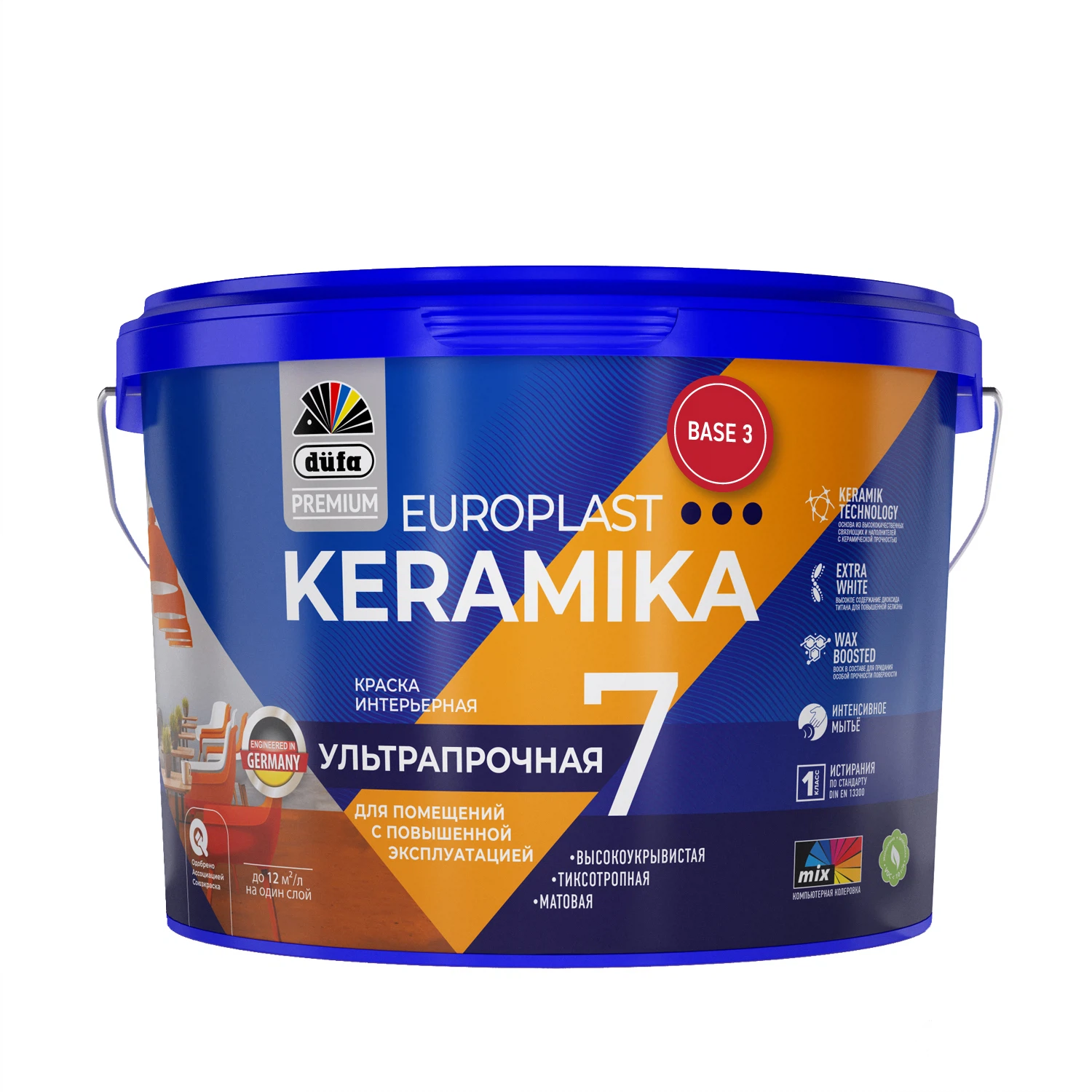 Изображение товара Интерьерная краска DUFA Premium Europlast Keramika 7 9 л для стен и потолков