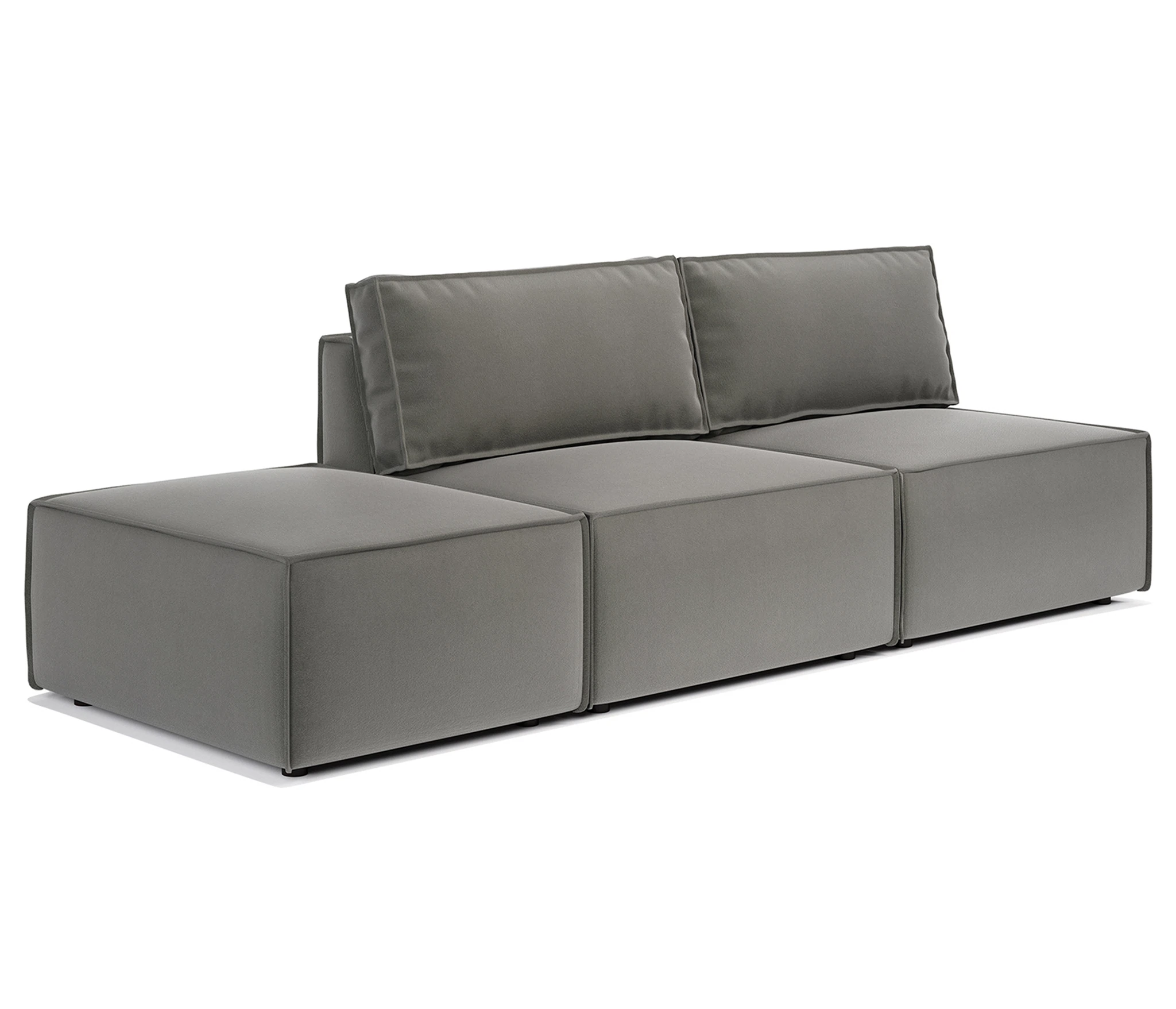 Изображение товара Диван модульный с пуфом Гамма 25 265х95х70 см, левый велюр серый