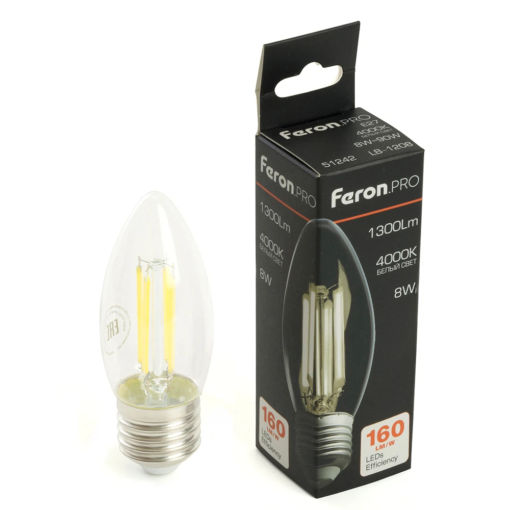 Изображение товара Светодиодная свеча Feron.PRO LB-1208 E27 1300LM 8W нейтральный свет Изображение товара Светодиодная свеча Feron.PRO LB-1208 E27 1300LM 8W нейтральный свет