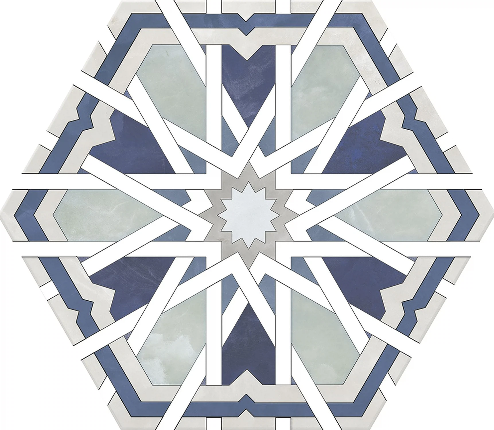 Изображение товара Керамогранит Radiant Blue 20x24 см, морозостойкий, гексагон, матовая поверхность