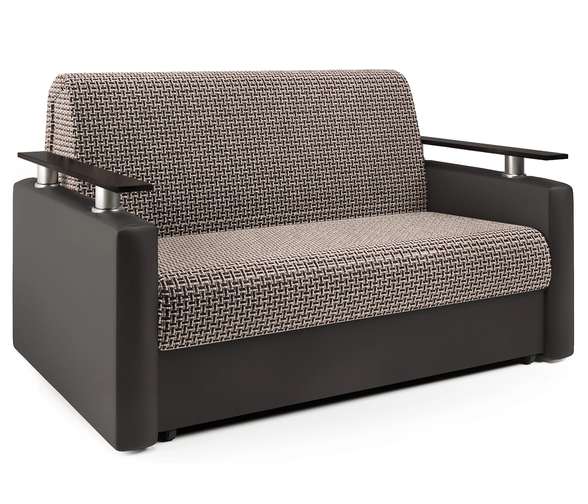 Изображение товара Диван-кровать Шарм 100 Корфу коричневый и экокожа шоколад