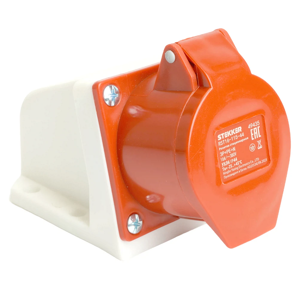 Изображение товара Розетка стационарная ST-115 16А 380В 3P+PE+N IP44, RST16-115-44, Stekker