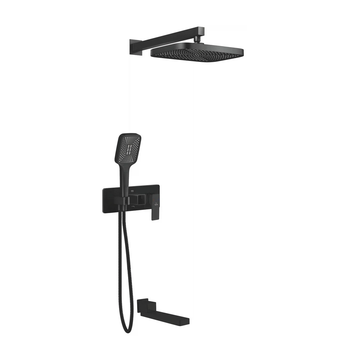 Изображение товара Dушевая система Rose R1035H черная — керамический картридж, 3 режима ручной лейки