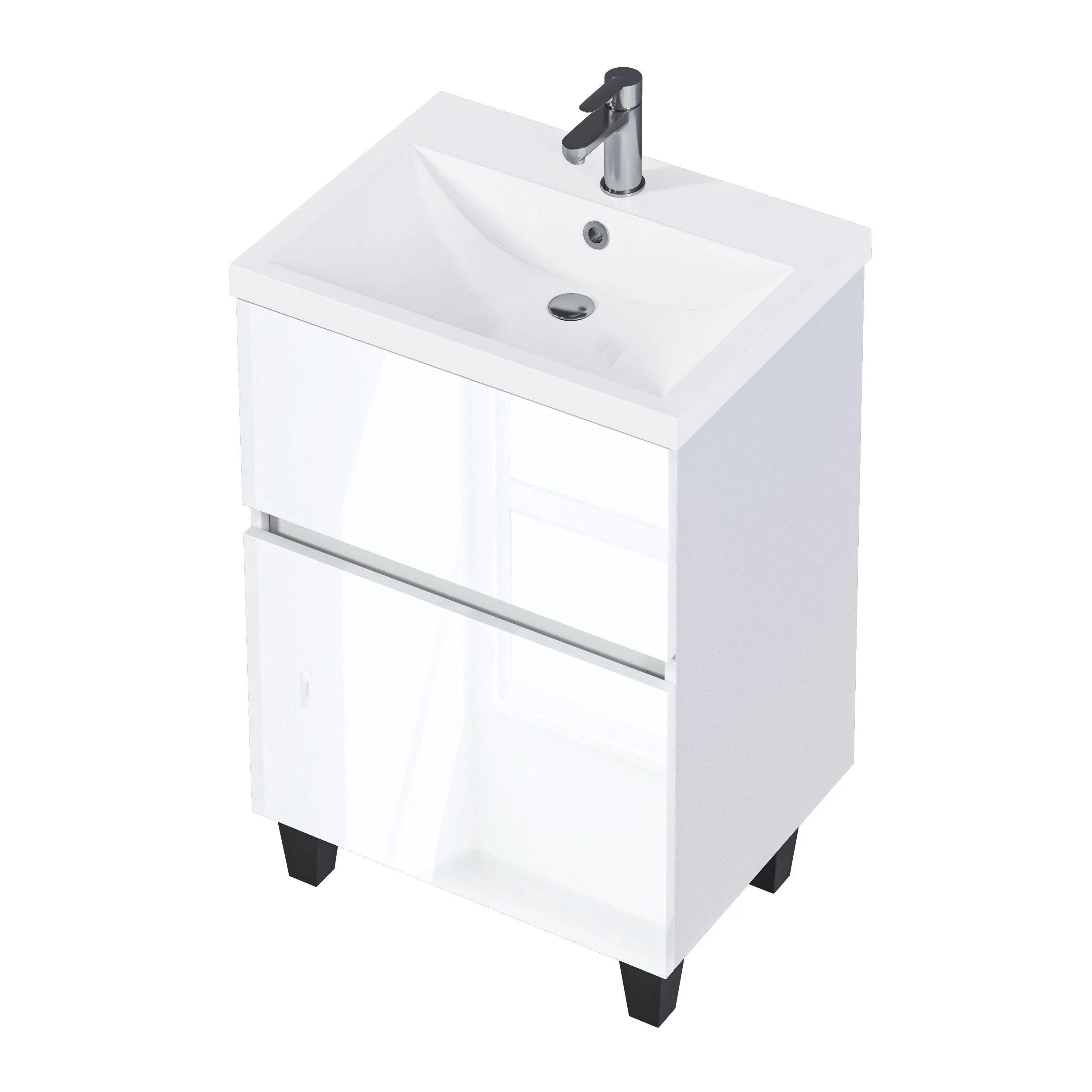 Изображение товара Тумба Aris 70Н (700х910х450) 2я белая аляска/белый глянец