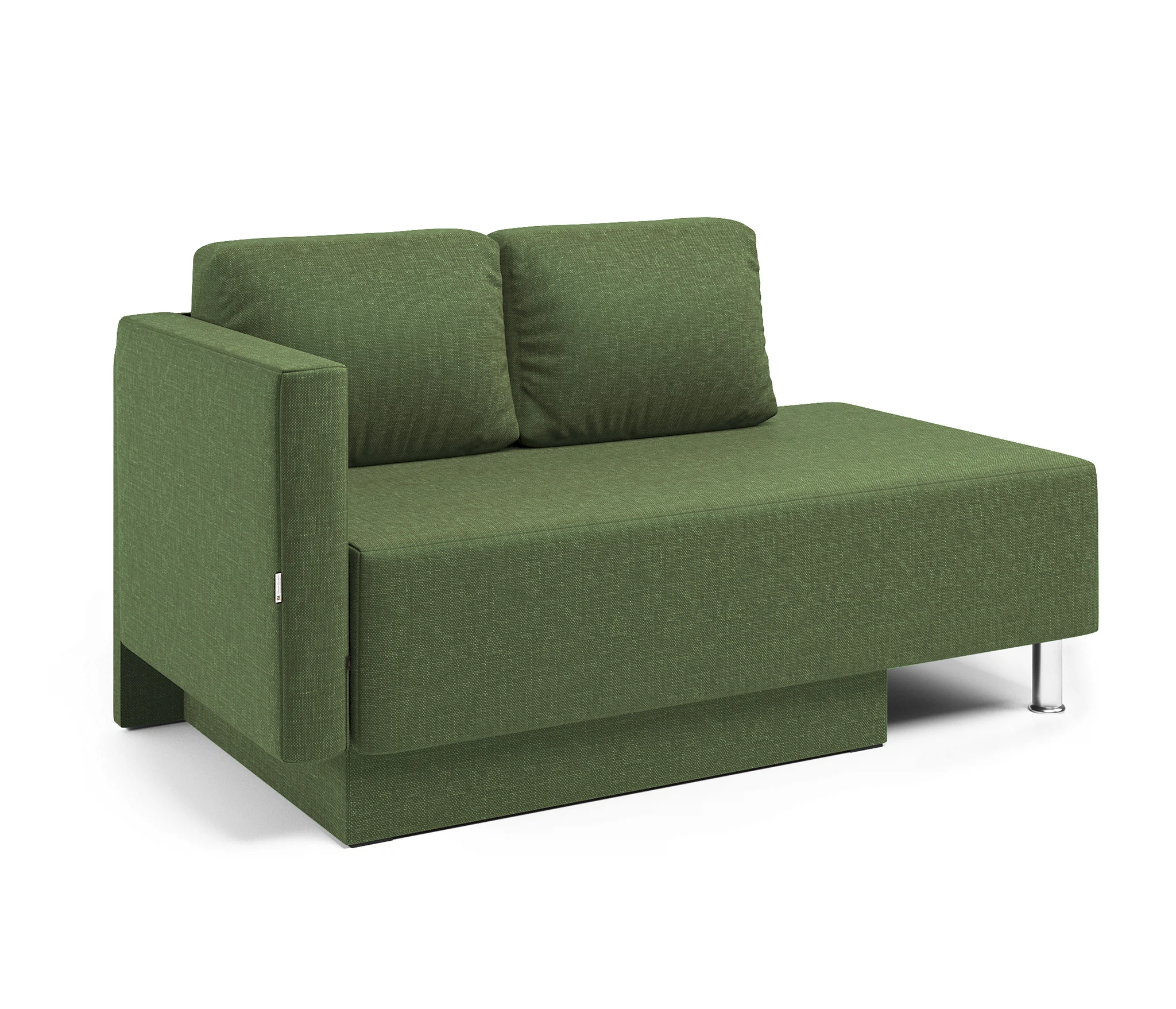 Изображение товара Кушетка Леон левый рогожка зеленая с механизмом еврокнижка и бельевым ящиком