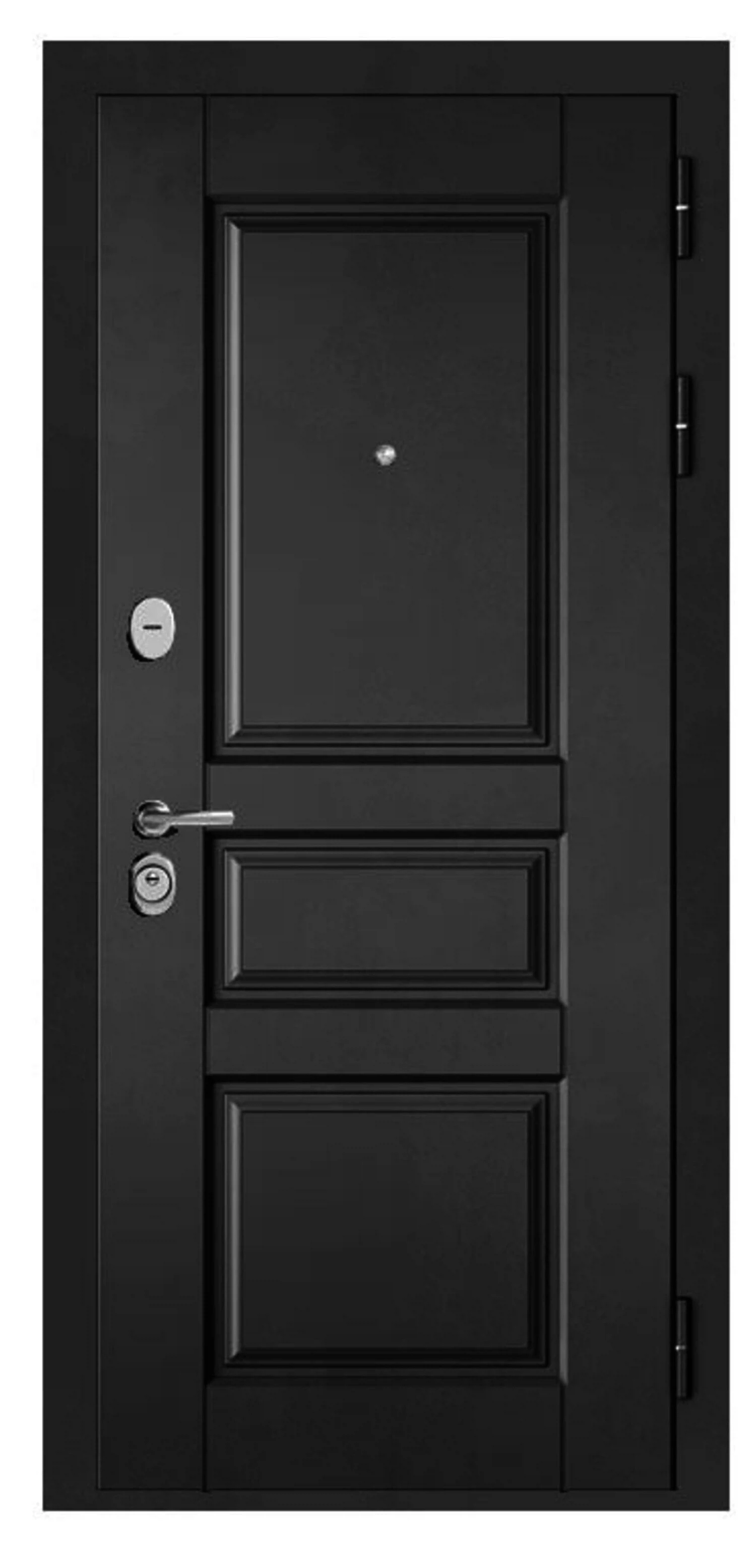 Изображение товара Дверь входная Массив 90, Черный муар, Графит софт, 9SD-2, Белый софт, 9SD-2, 2050, 960, левая, KALE