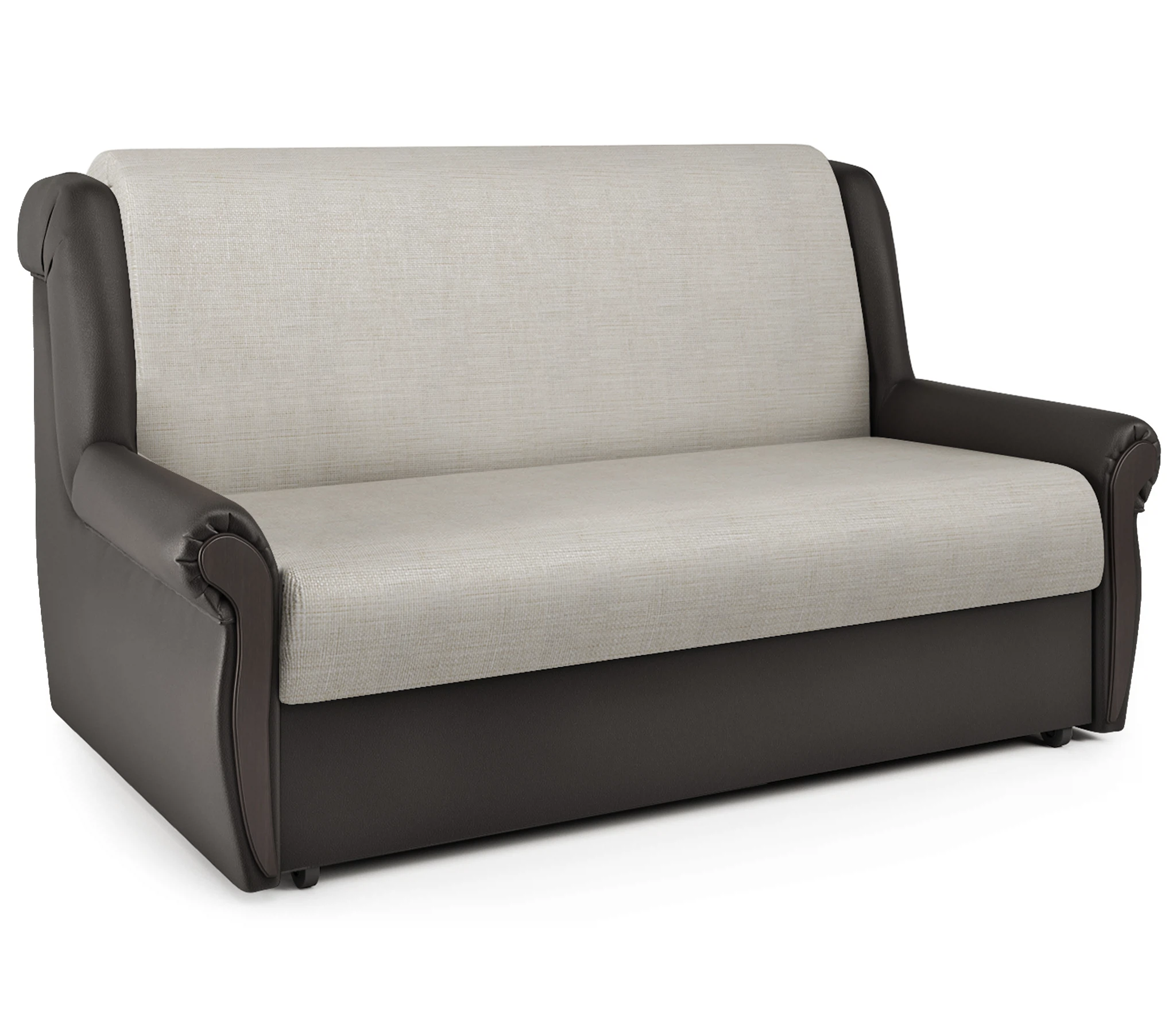 Изображение товара Диван-кровать Аккорд М 120 экокожа шоколад и шенилл беж