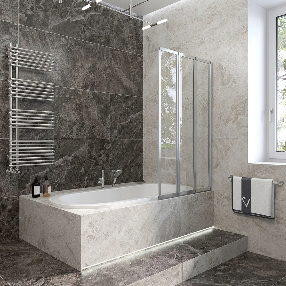 Изображение товара Шторка на ванну Veconi Palau PL-73R, 900x1500, хром, стекло прозрачное