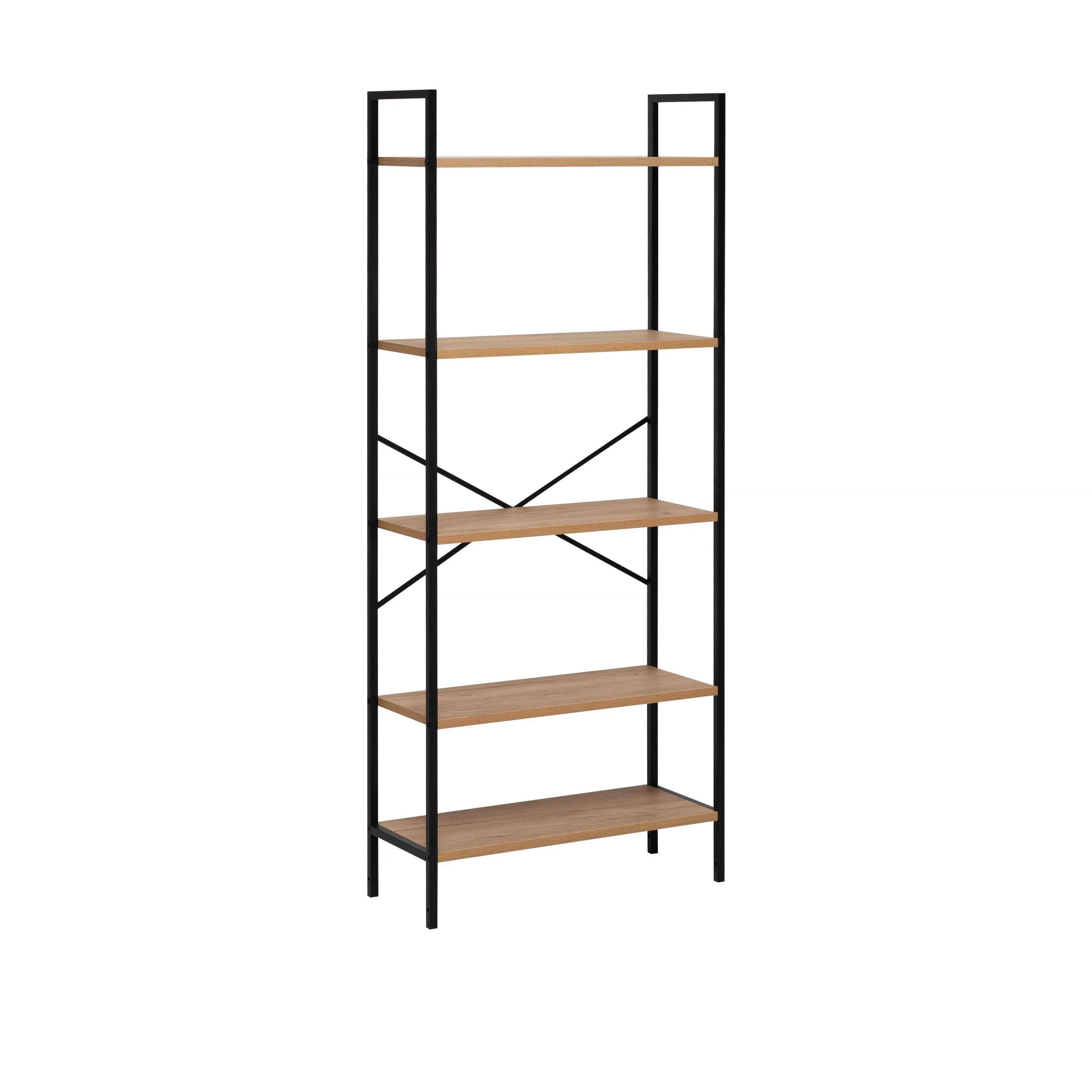Изображение товара Стеллаж Leset Стилвуд 25 широкий с 5 полками Черный/Дуб крафт