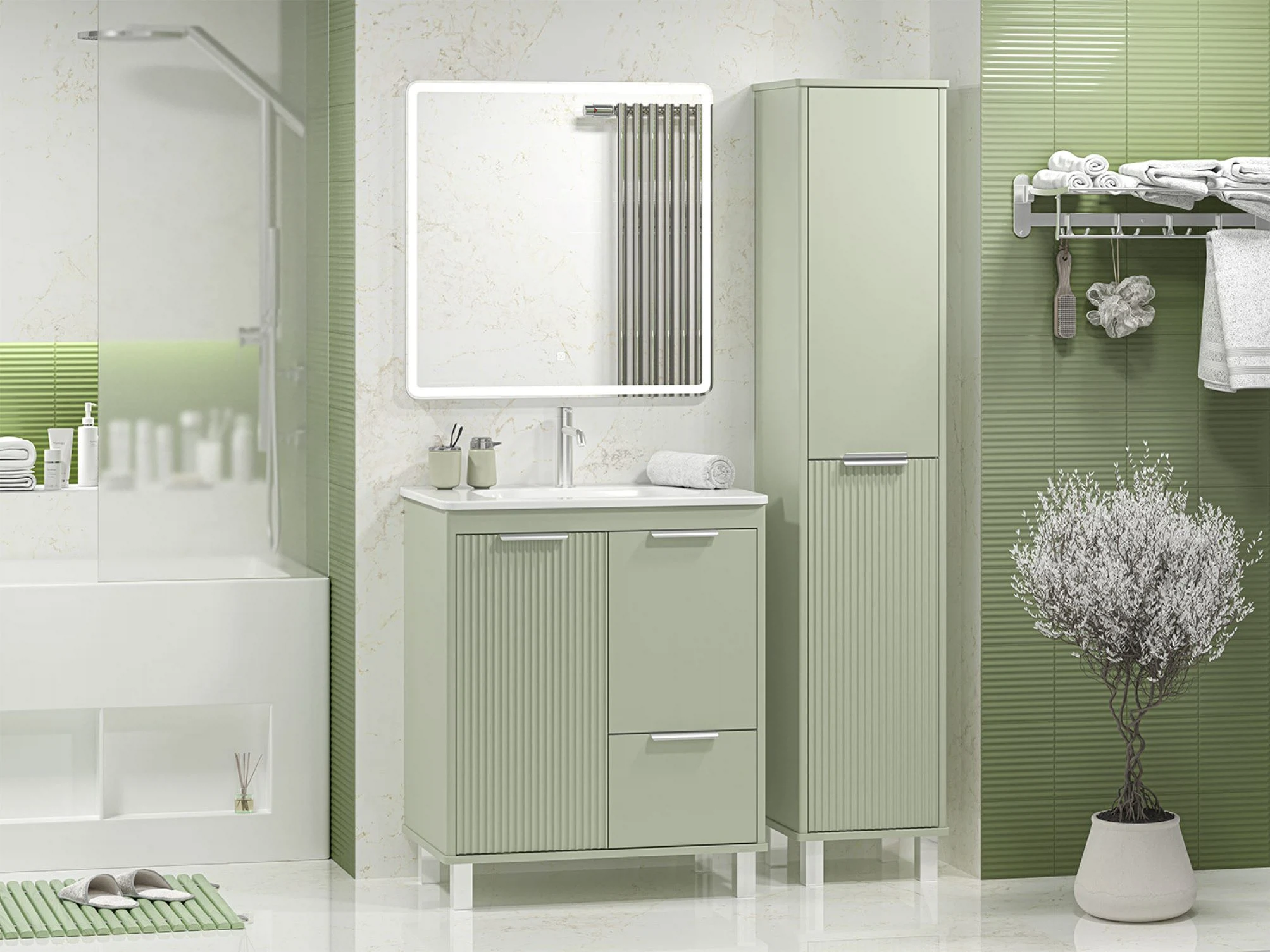 Изображение товара Тумба Brevita RISACCA pistachio 704x460 мм с раковиной