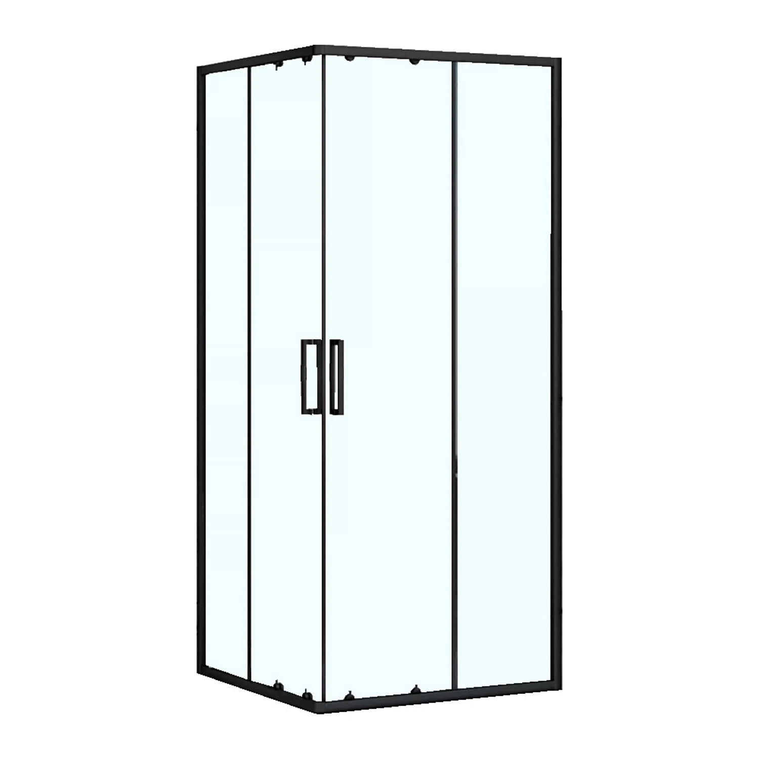 Изображение товара Душевое ограждение Loranto Neo 90x90x190 см с раздвижными дверями, черный профиль, без поддона