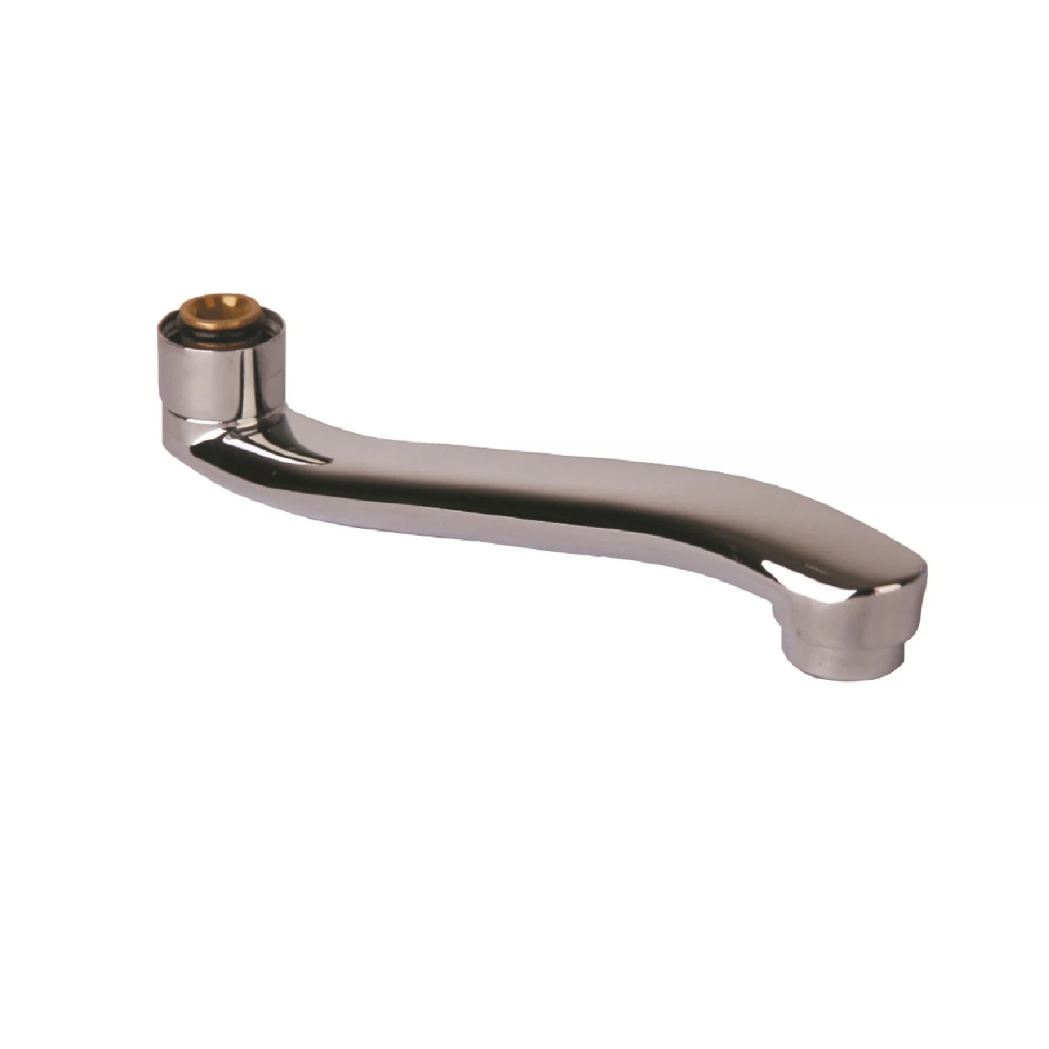 Изображение товара Излив S-образный для ванны из нержавеющей стали 30 см с латунным аэроратом