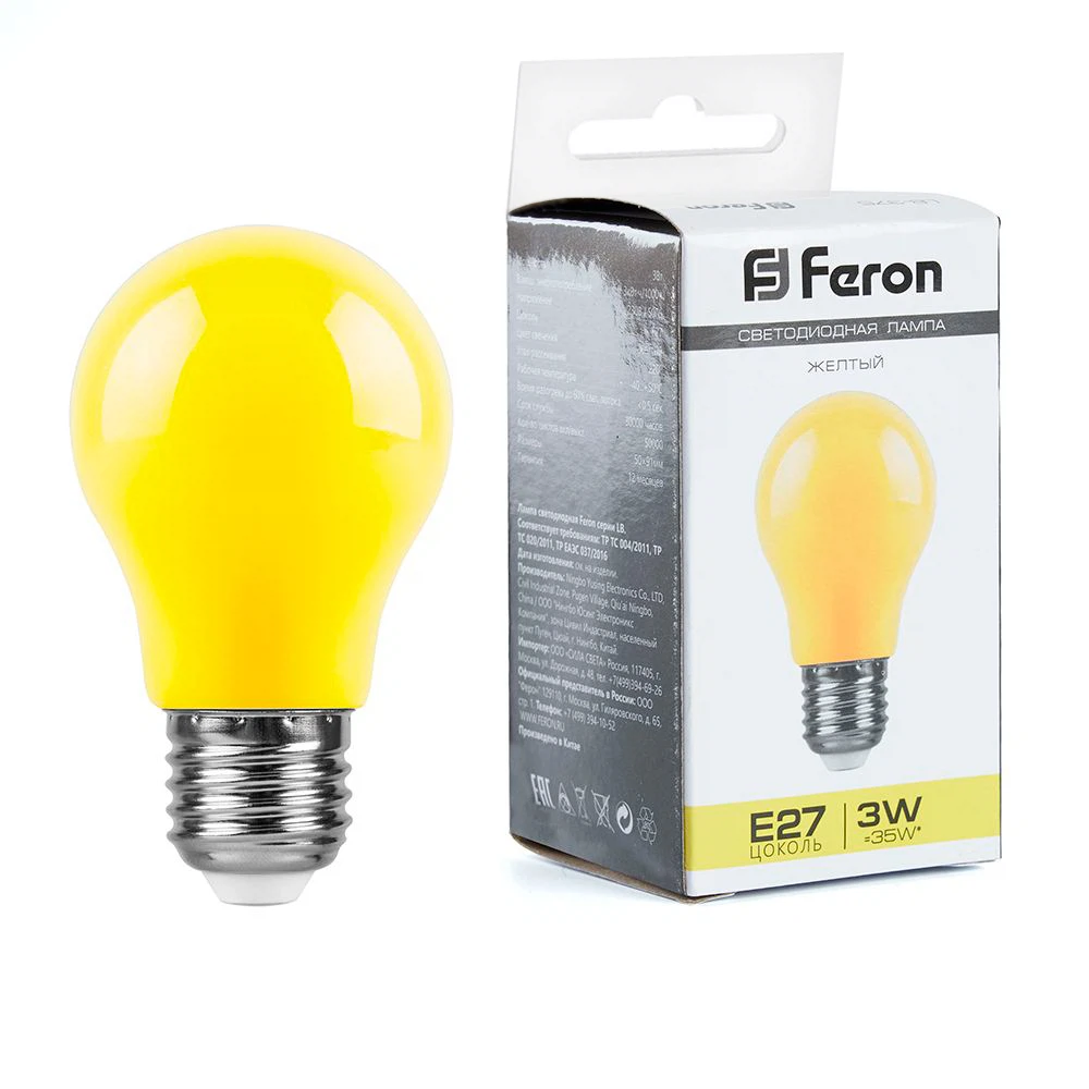 Изображение товара Лампа светодиодная Feron LB-375 E27 3W матовая 230V желтая Изображение товара Лампа светодиодная Feron LB-375 E27 3W матовая 230V желтая