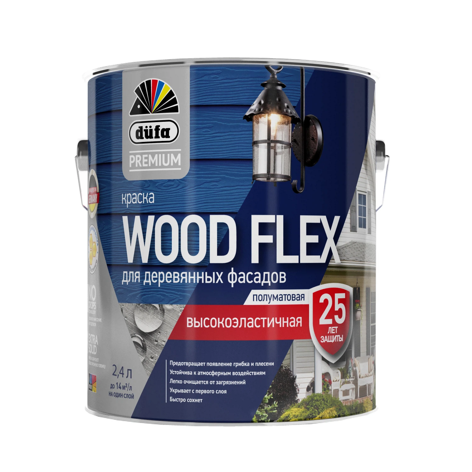 Изображение товара Краска DUFA Premium Woodflex высокоэластичная для деревянных фасадов база A 2,4л