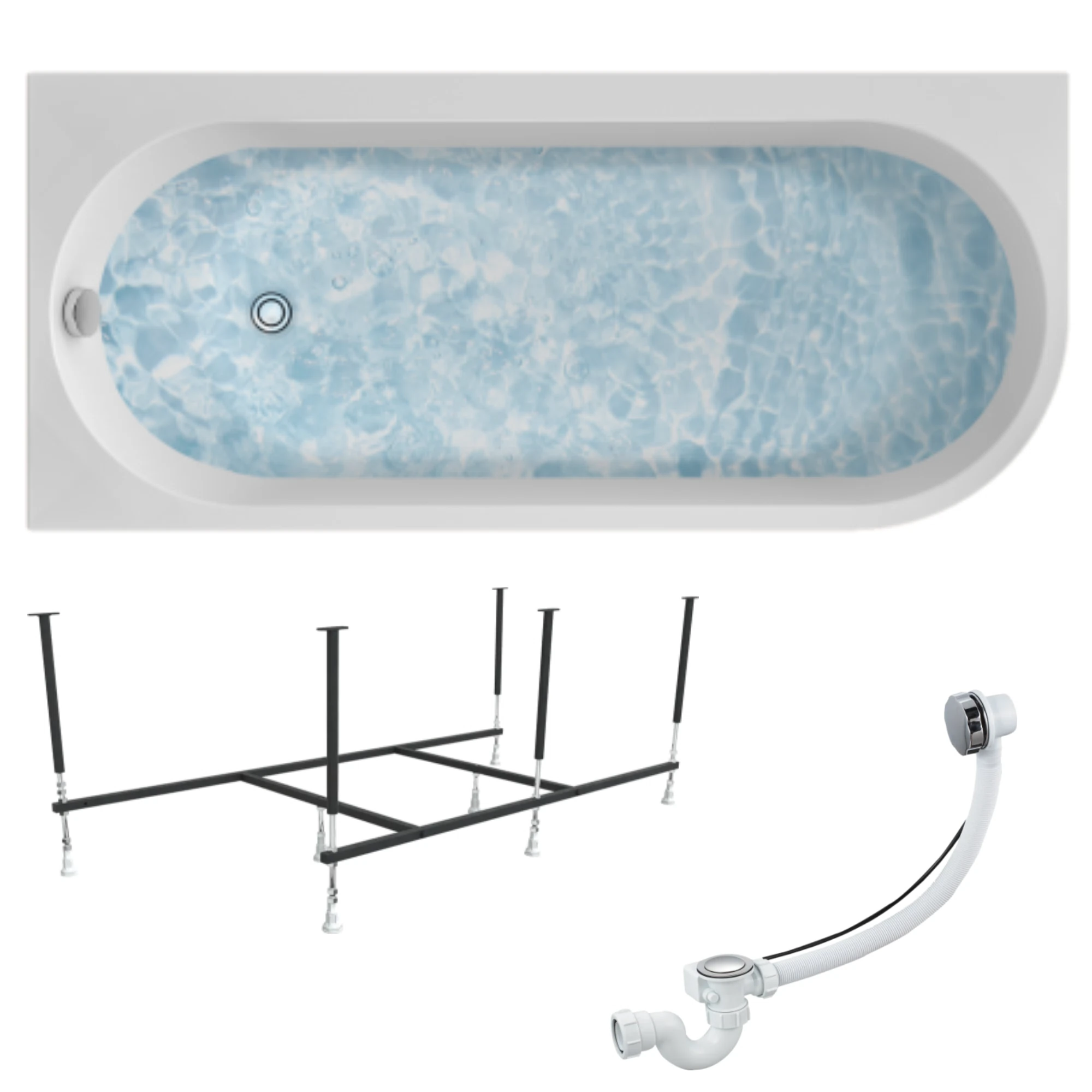 Изображение товара Ванна акриловая 1MARKA ALISA 170х75 в наборе 3 в 1: ванна левая, каркас, слив-перелив 01али1775лкс2+