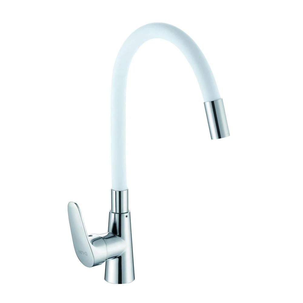 Изображение товара Смеситель для кухни D-Lin D155302-3 с гибким изливом хром/белый