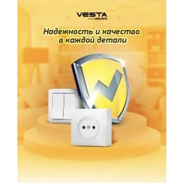 Розетка Vesta-Electric Mega White двойная с заземлением