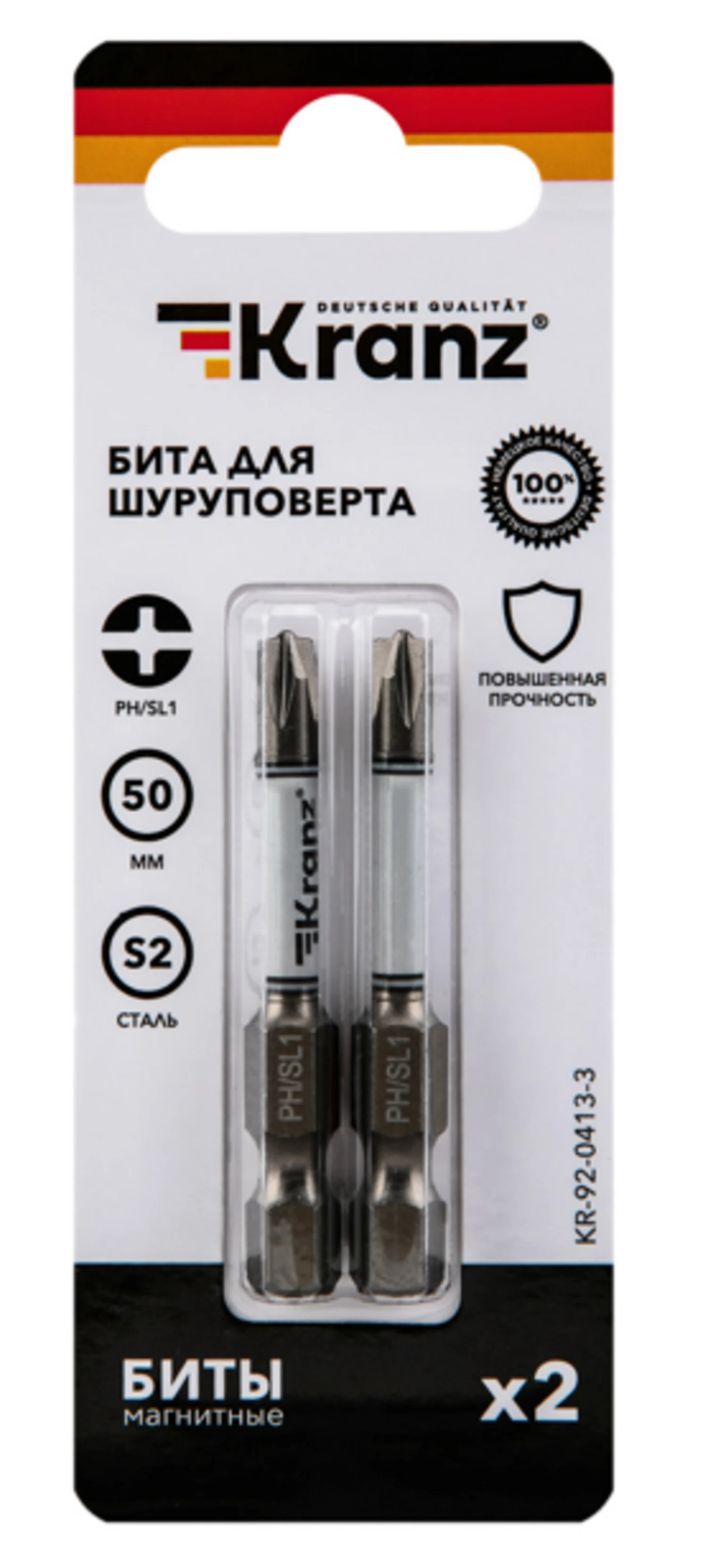 Изображение товара Бита для шуруповерта PH/SL1х50 мм, 2 шт, Kranz