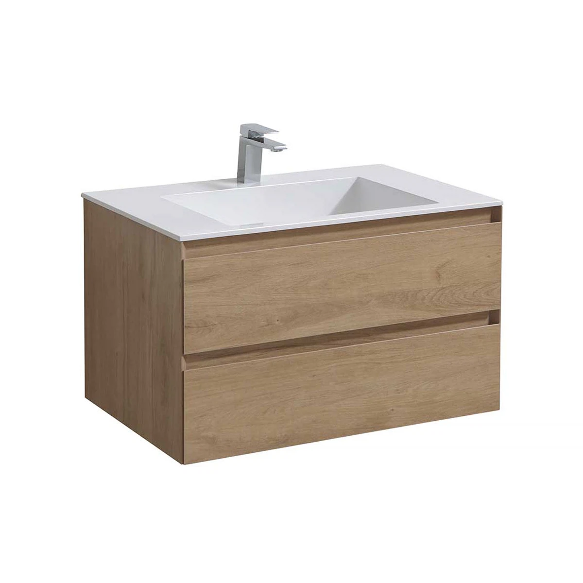 Изображение товара Тумба под раковину Luka 800 подвесная, 2 выкатных ящика soft-close, N.Oak